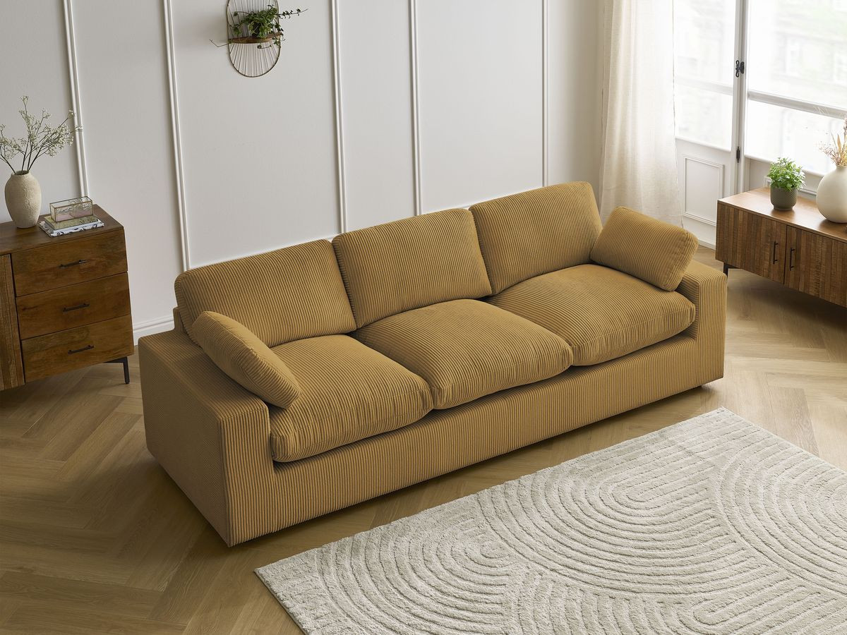 Bobochic Belair Sofa 3-Sitzer 250 × 93 cm Cordsamt Gelb