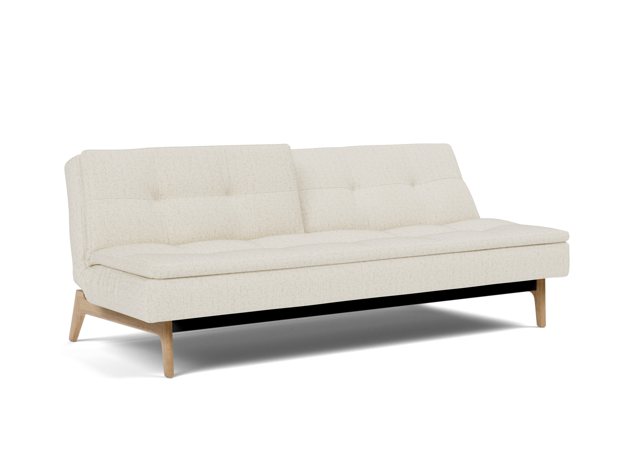Schlafsofa Dublexo Boucle Skandi 531-Off-White Beine Eiche