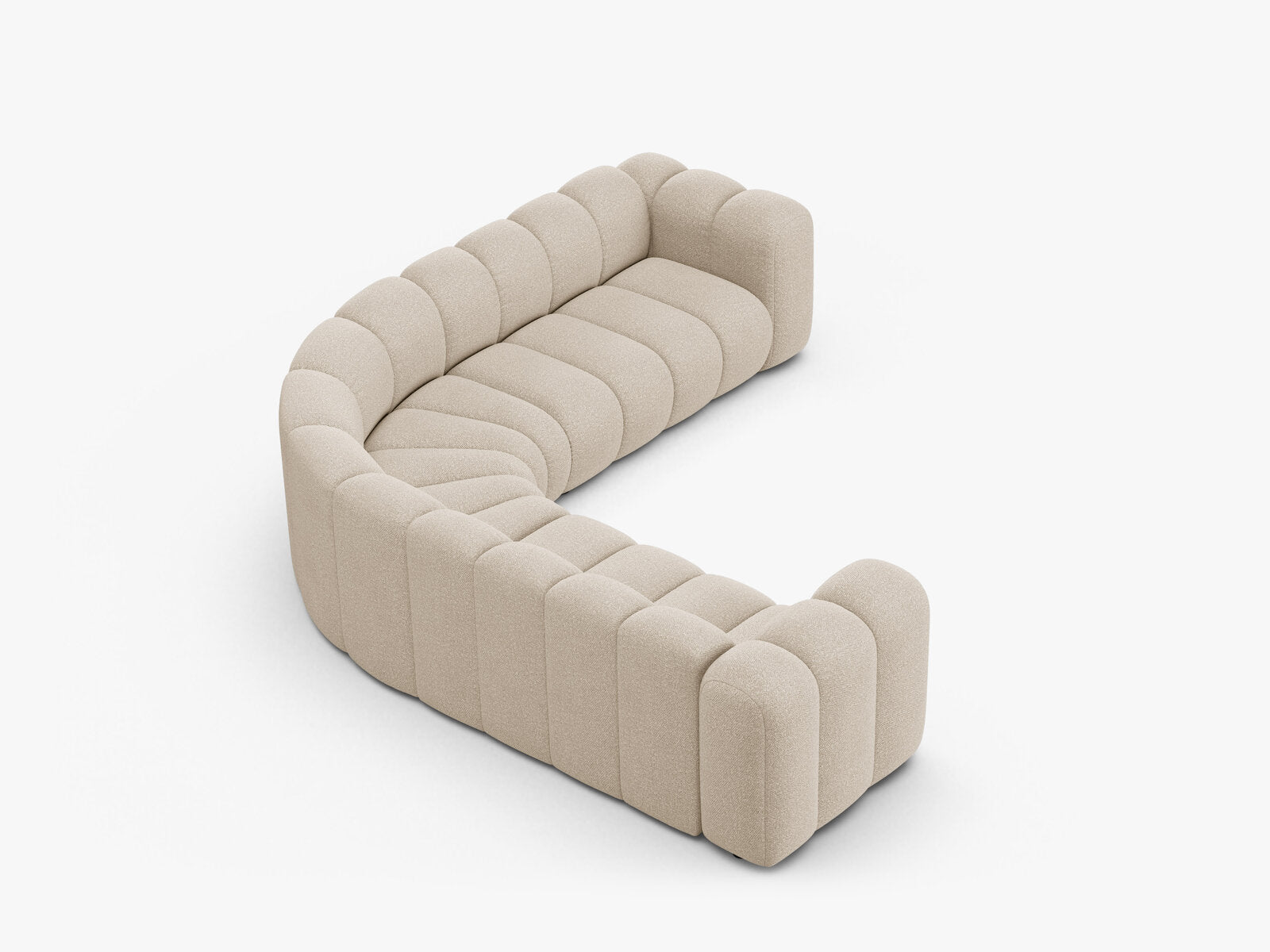 Micadoni symmetrisches Ecksofa Lupine 5-Sitzer mittelgroß Boucle Baloo Beige