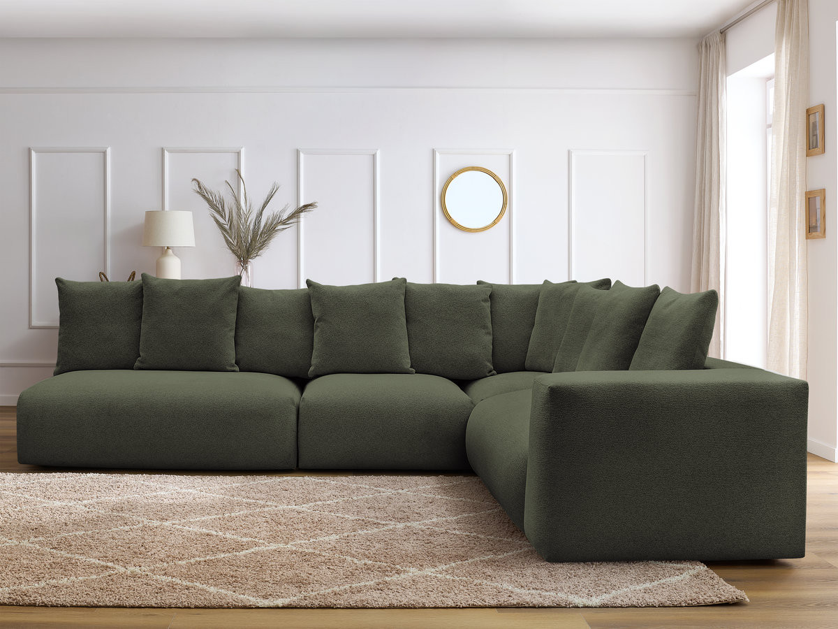 Bobochic Voltaire Ecksofa 322 × 268 cm Melange-Stoff Grün Ecke rechts