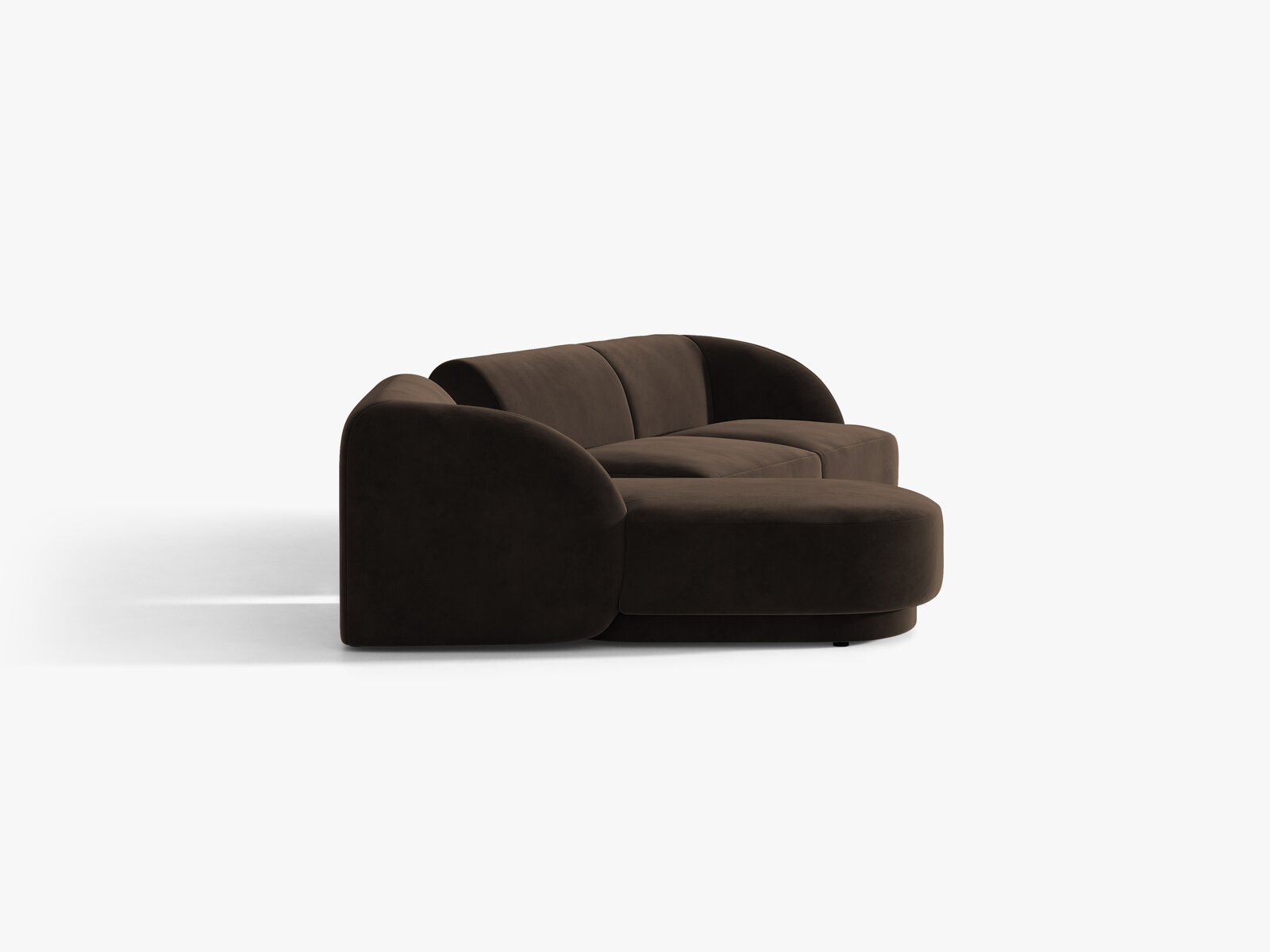 Micadoni Modulares Sofa Miley mit Recamiere 3-Sitzer Links Samt Bluvel Dunkelbraun