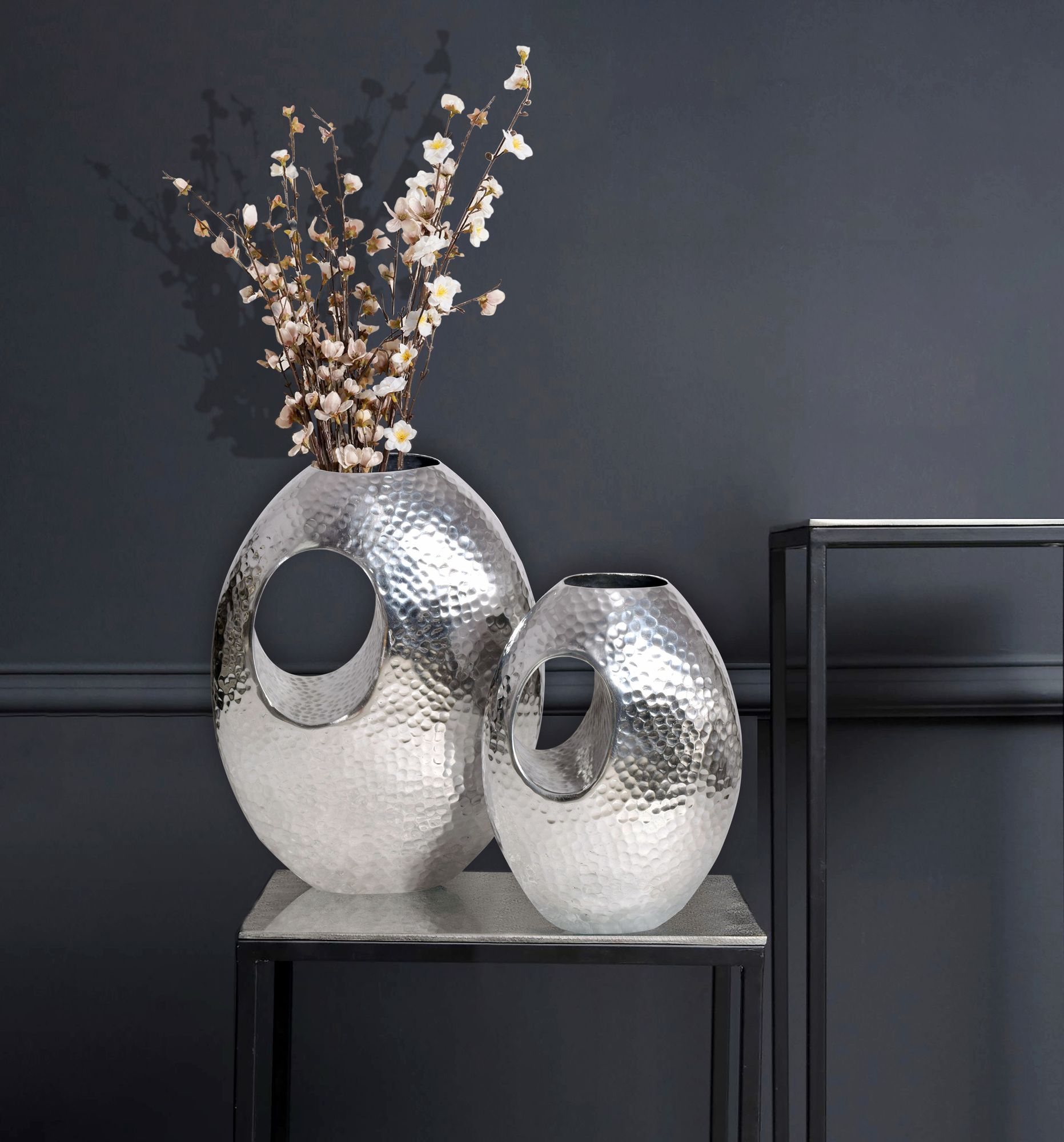Tischvase Vikeland Aluminium Silber 29 × 17 × 39 cm