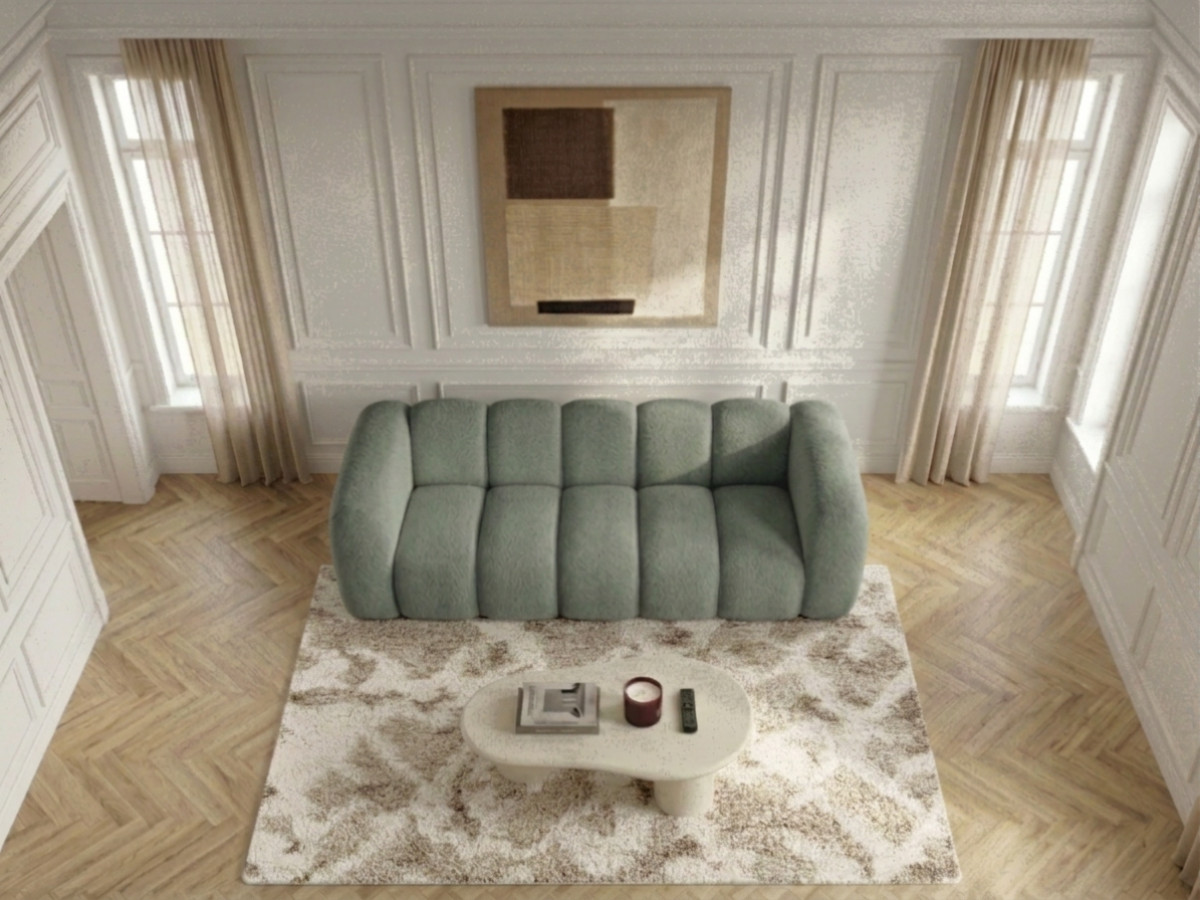 Bobochic Curvy Sofa 3-Sitzer Kunstfell Grün
