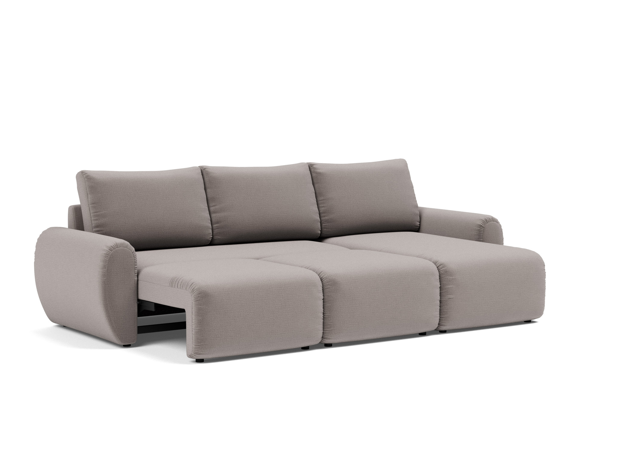 Schlafsofa Norum mit Chaiselongue und Curve-Armlehnen Chenille Esina 418-Truffle