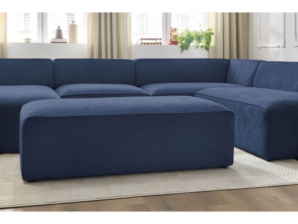 Bobochic Megeve Wohnlandschaft mit Pouf Strukturstoff Dunkelblau Ecke links
