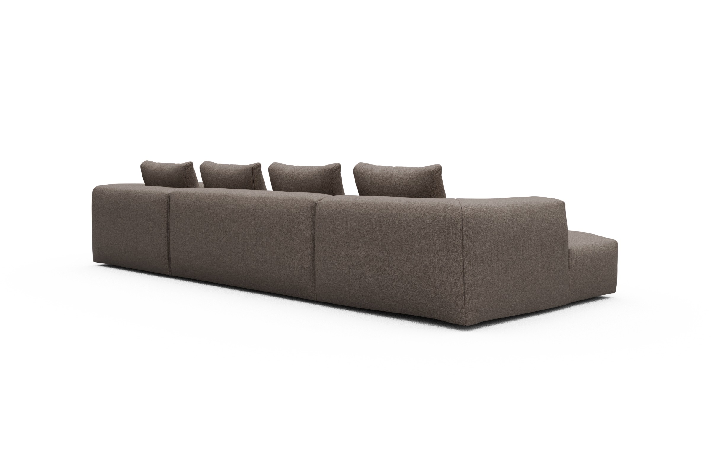 Wohnlandschaft Fred Relax-Ecke rechts mit 2-Sitzer und Chaiselongue links Strukturierter Stoff Sama 340-Stone