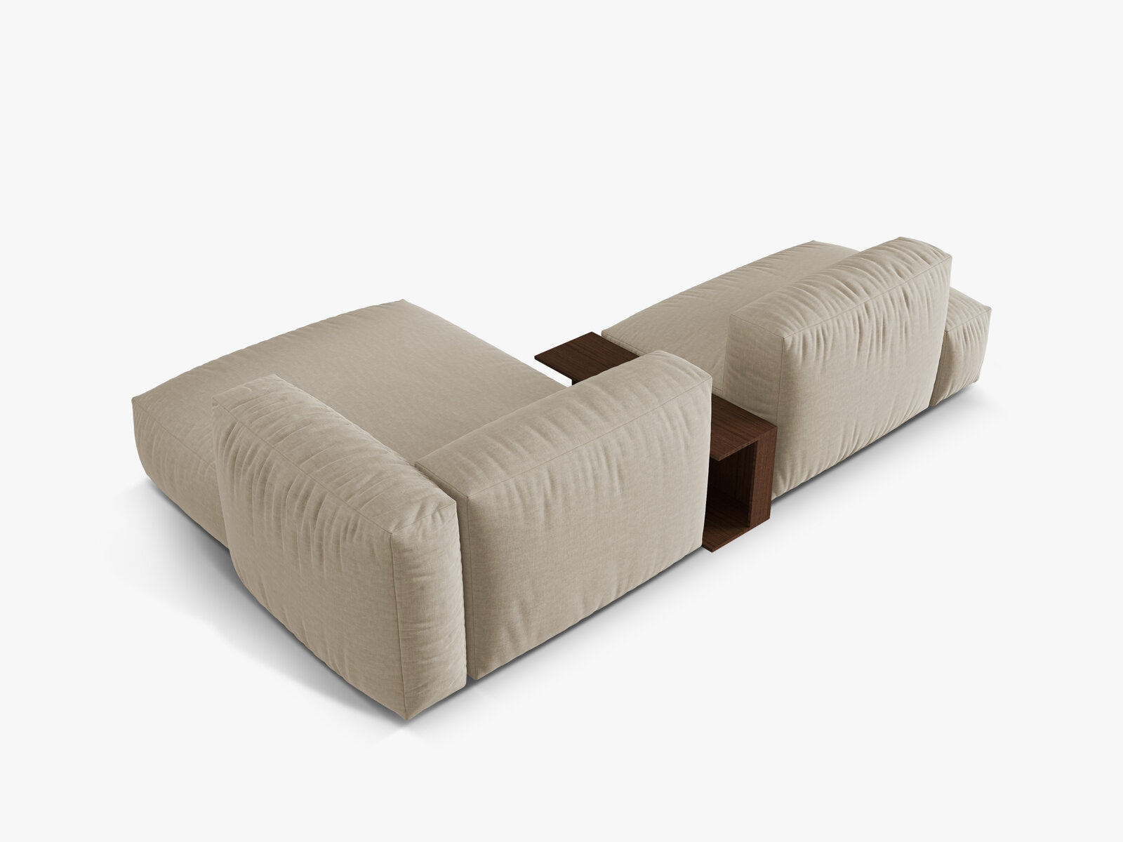 Micadoni Ecksofa Martina 2-Sitzer mit Couchtisch Rechts Strukturierter Stoff Helles Beige