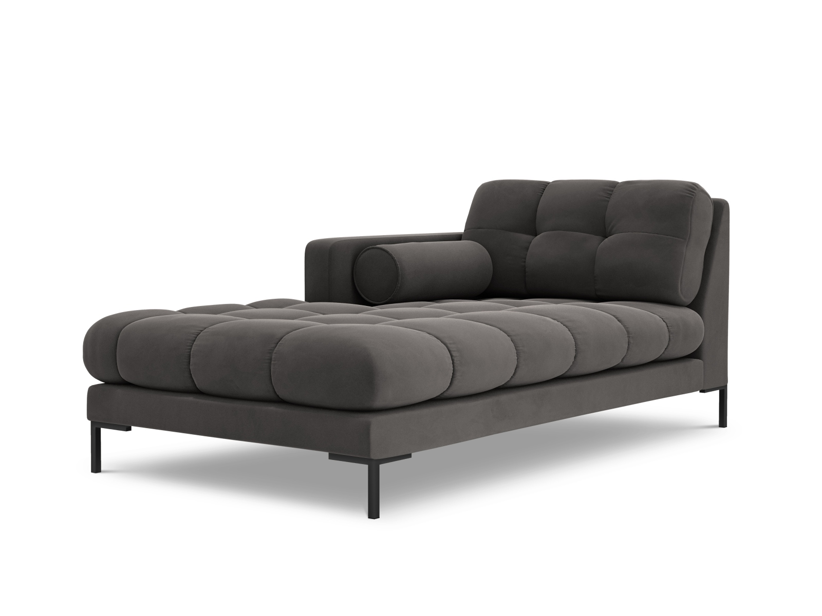 Cosmopolitan Design Chaiselongue Bali Samt Bluvel Dunkelgrau Melange Links Beine Schwarzes Metall