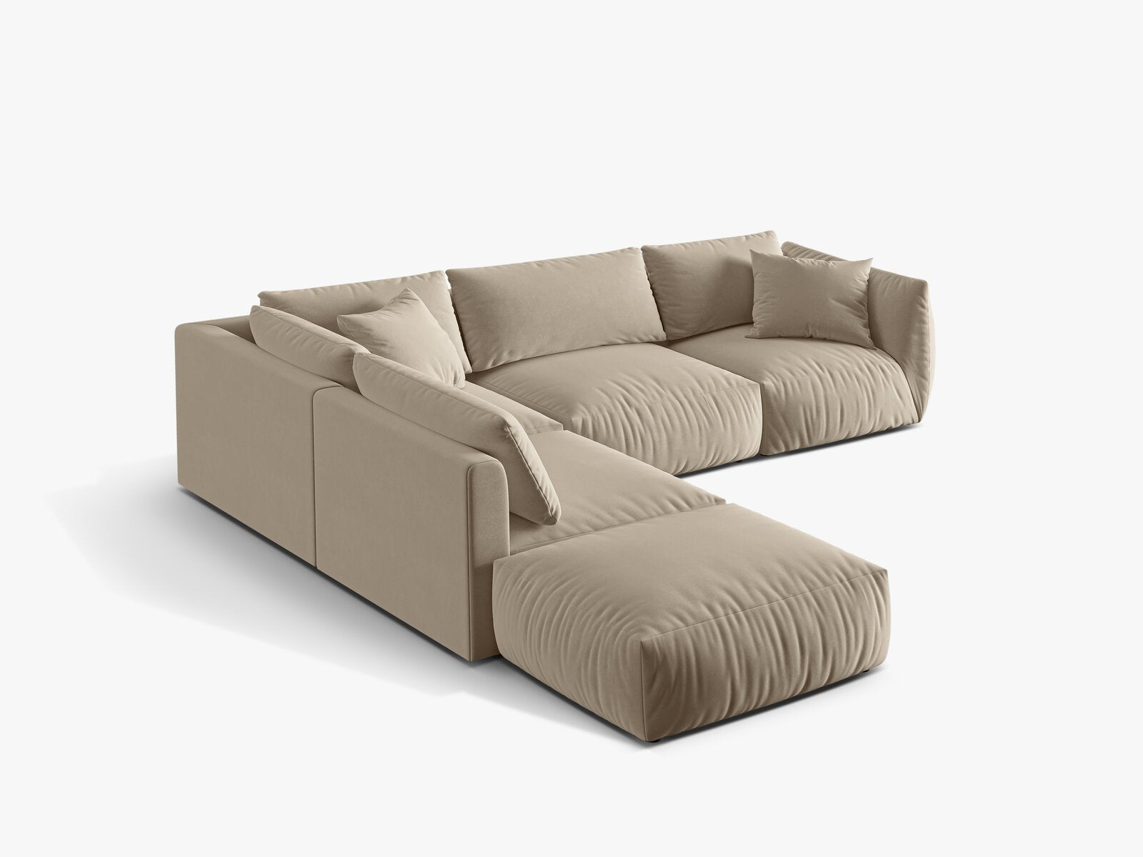 Micadoni Modulares Ecksofa Chris 4-Sitzer Links Samt Ecru