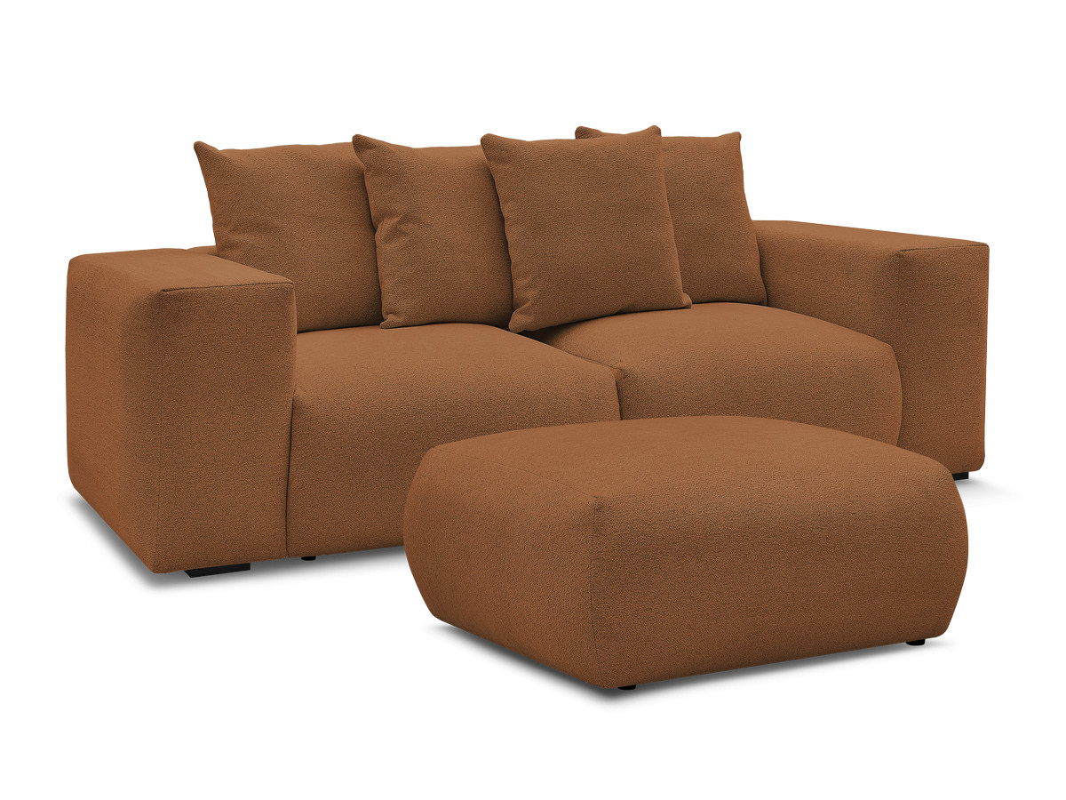 Bobochic Voltaire Sofa 4-Sitzer mit Pouf 248 × 100 cm Melange-Stoff Orange