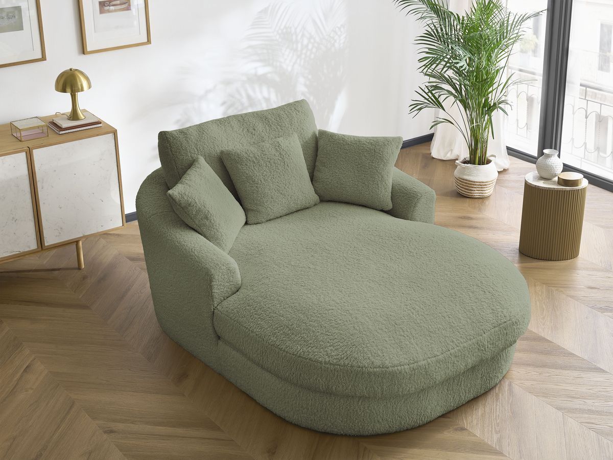 Bobochic Belem Méridienne-Modul Bouclé-Stoff Grün