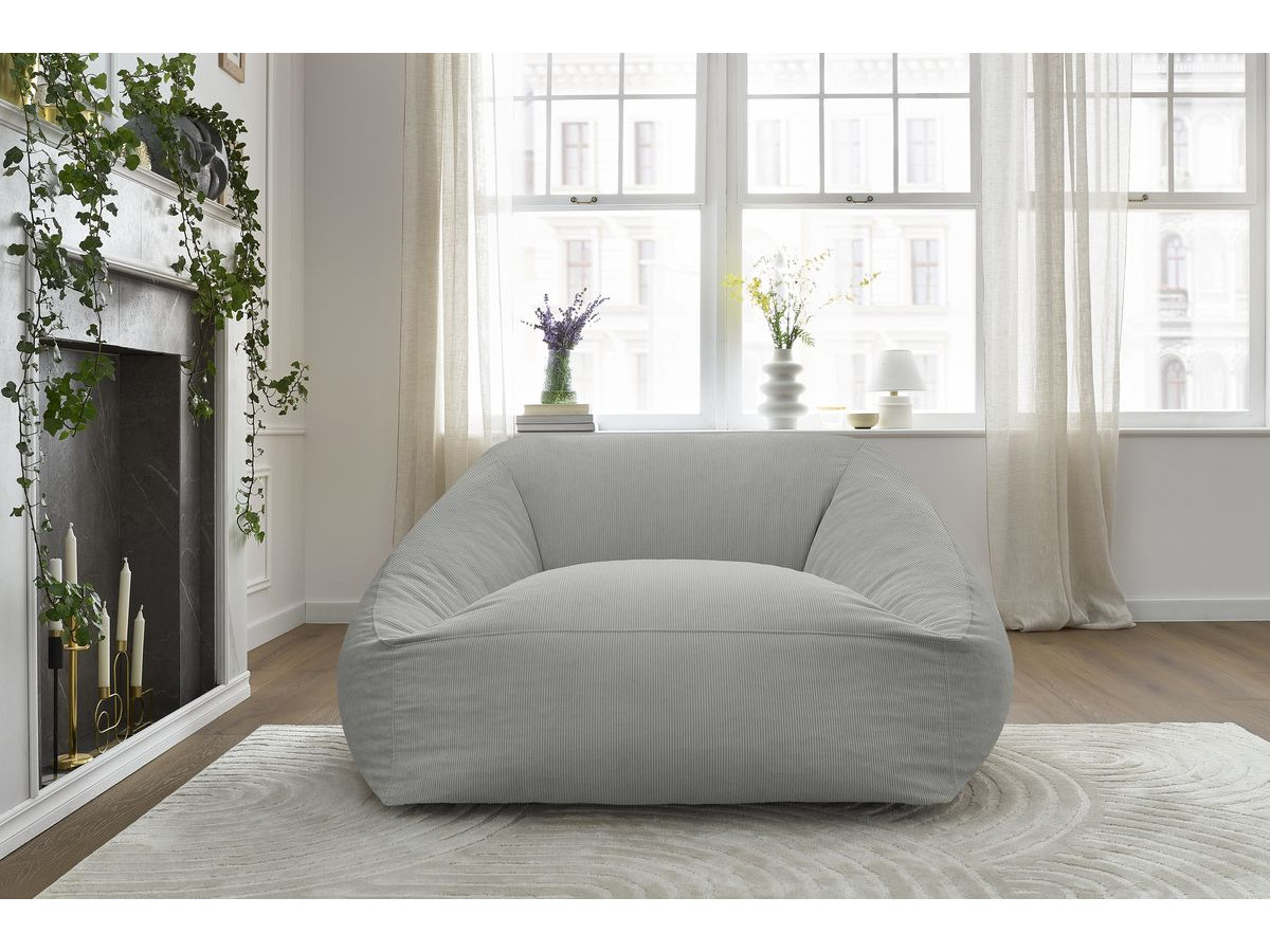 Bobochic Lilibet Pouf Cordsamt Hellgrau