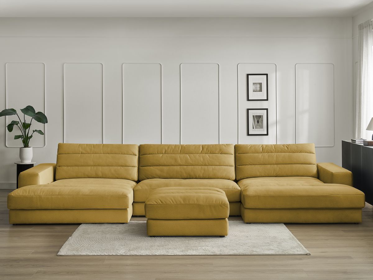 Bobochic Sierra Wohnlandschaft mit Pouf Samt Gelb