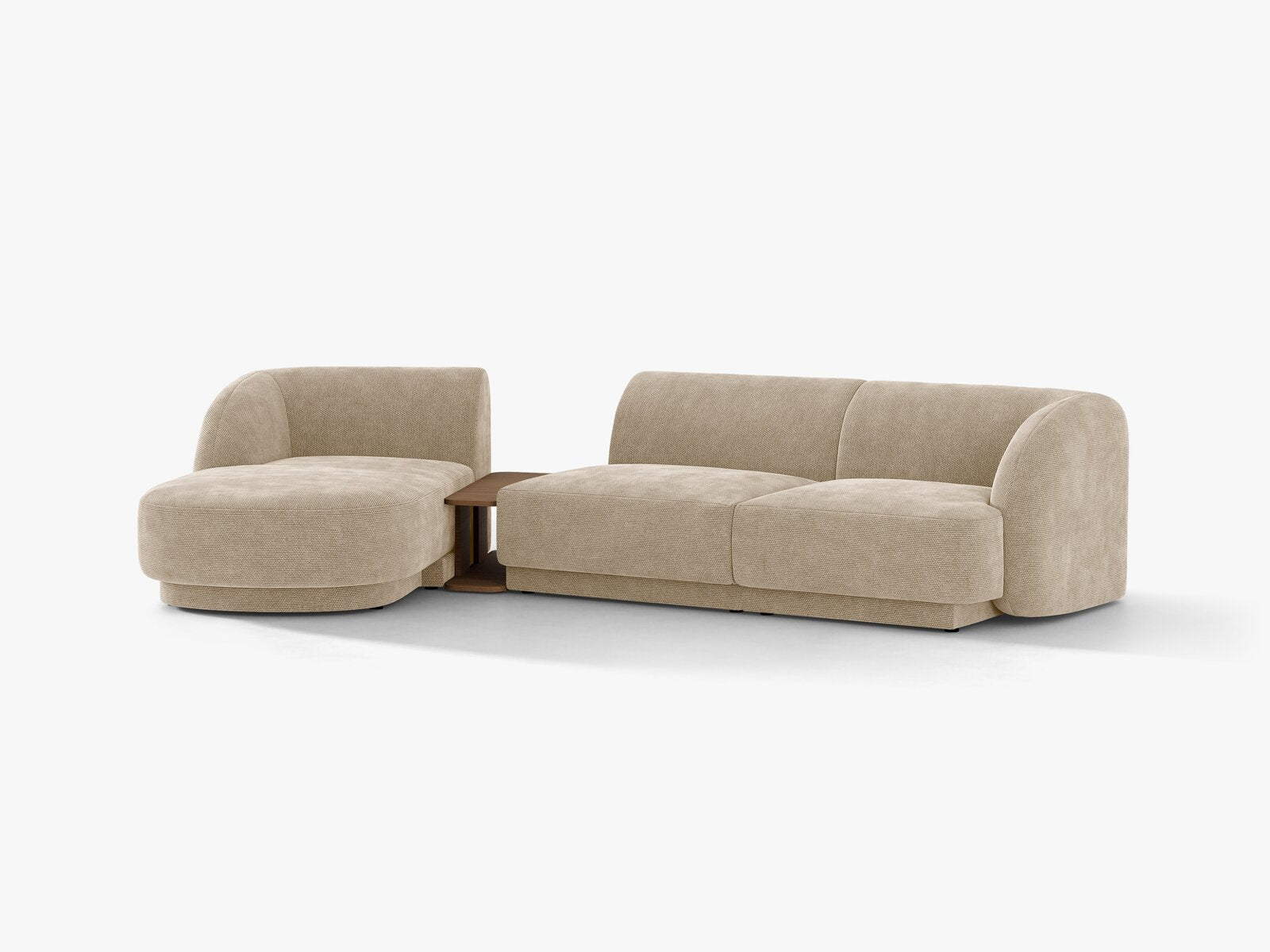 Micadoni Modulares Sofa Miley mit Recamiere 3-Sitzer Links Chenille Eden Beige