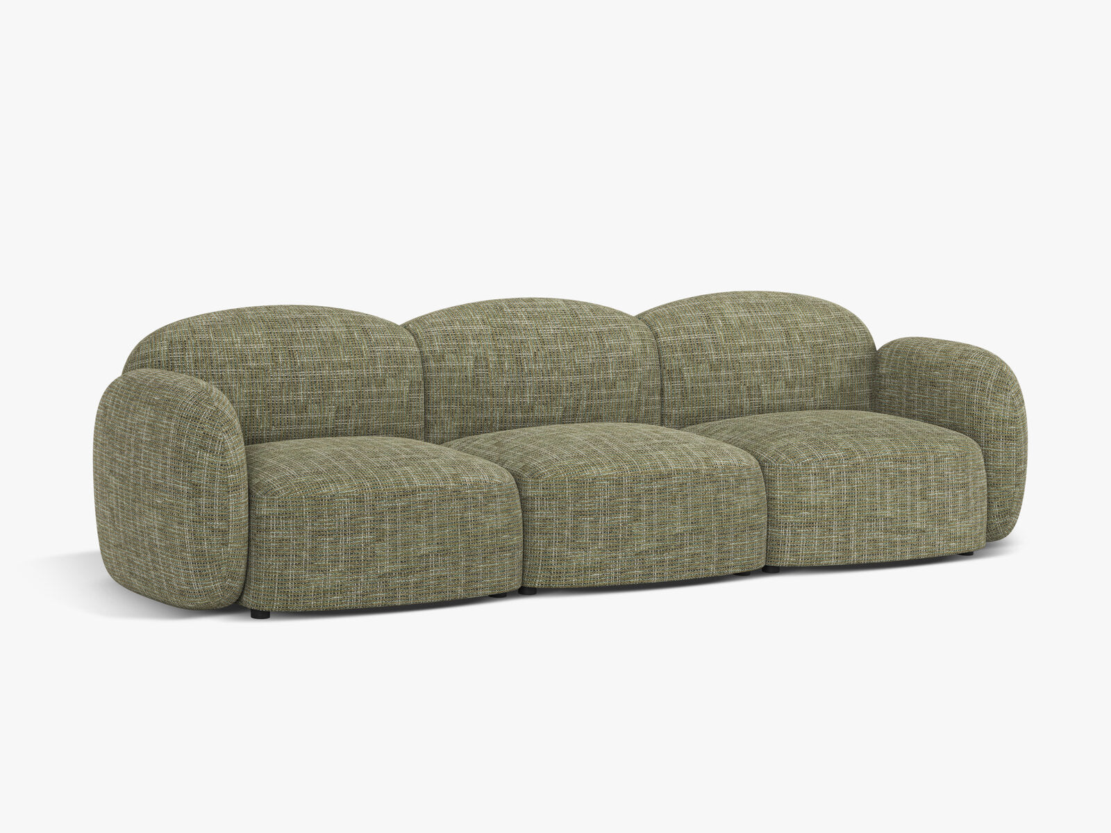 Micadoni Sofa Blair 3-Sitzer Strukturierter Stoff Baltimore Olive