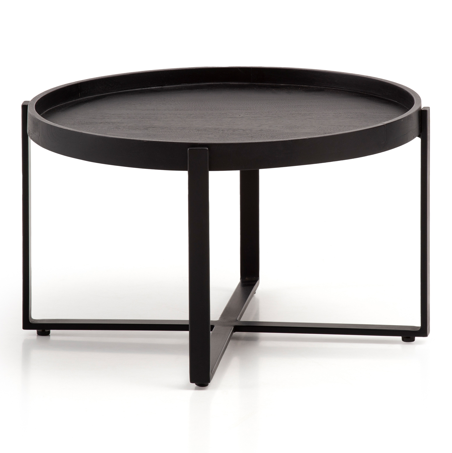 Couchtisch Asker Massivholz Schwarz Ø 60 × H 35 cm