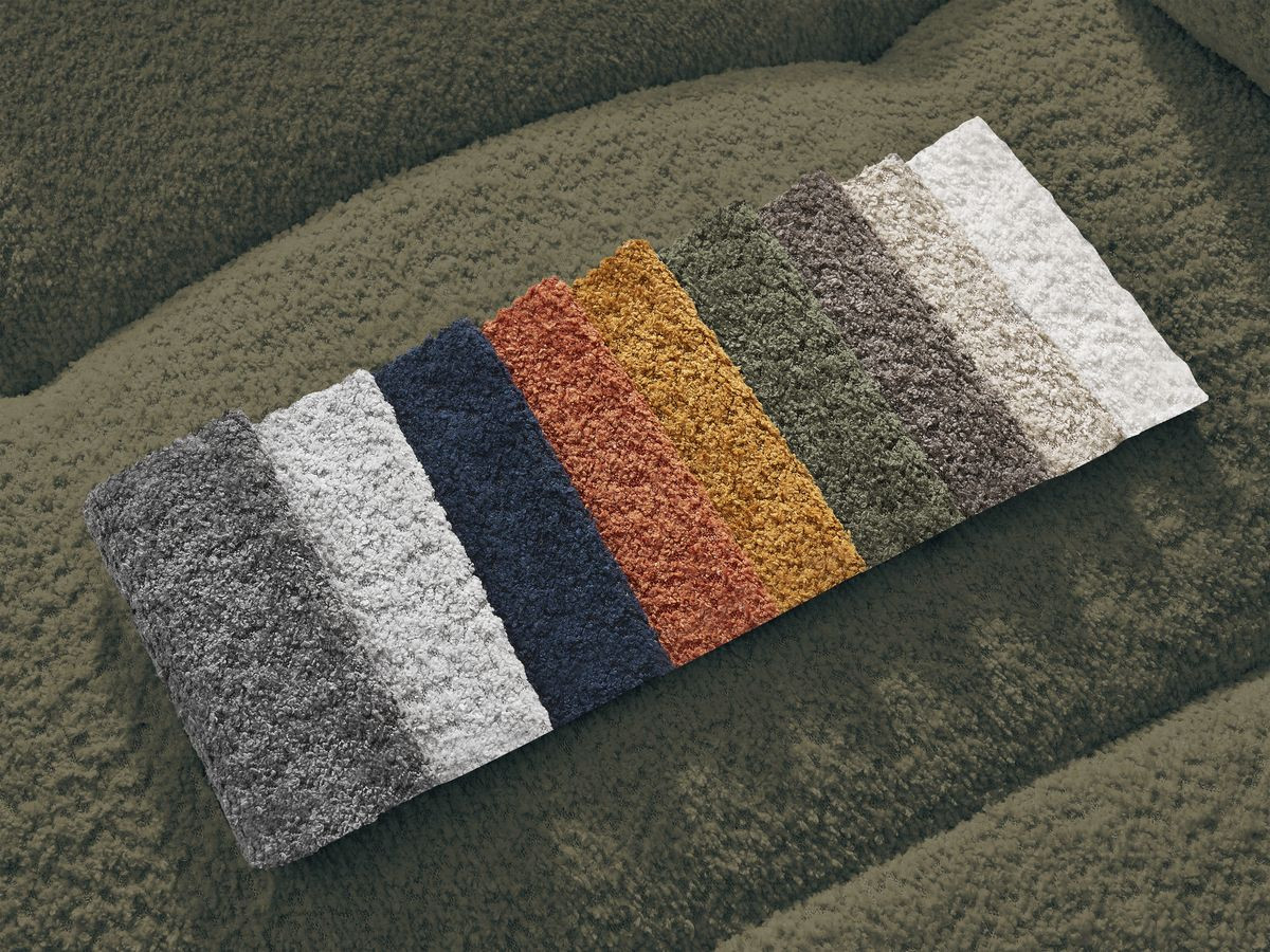 Bobochic Roxelane Ecksofa mit Schlaffunktion und Bettkasten 258 × 150 cm Bouclé-Stoff Grün Ecke links
