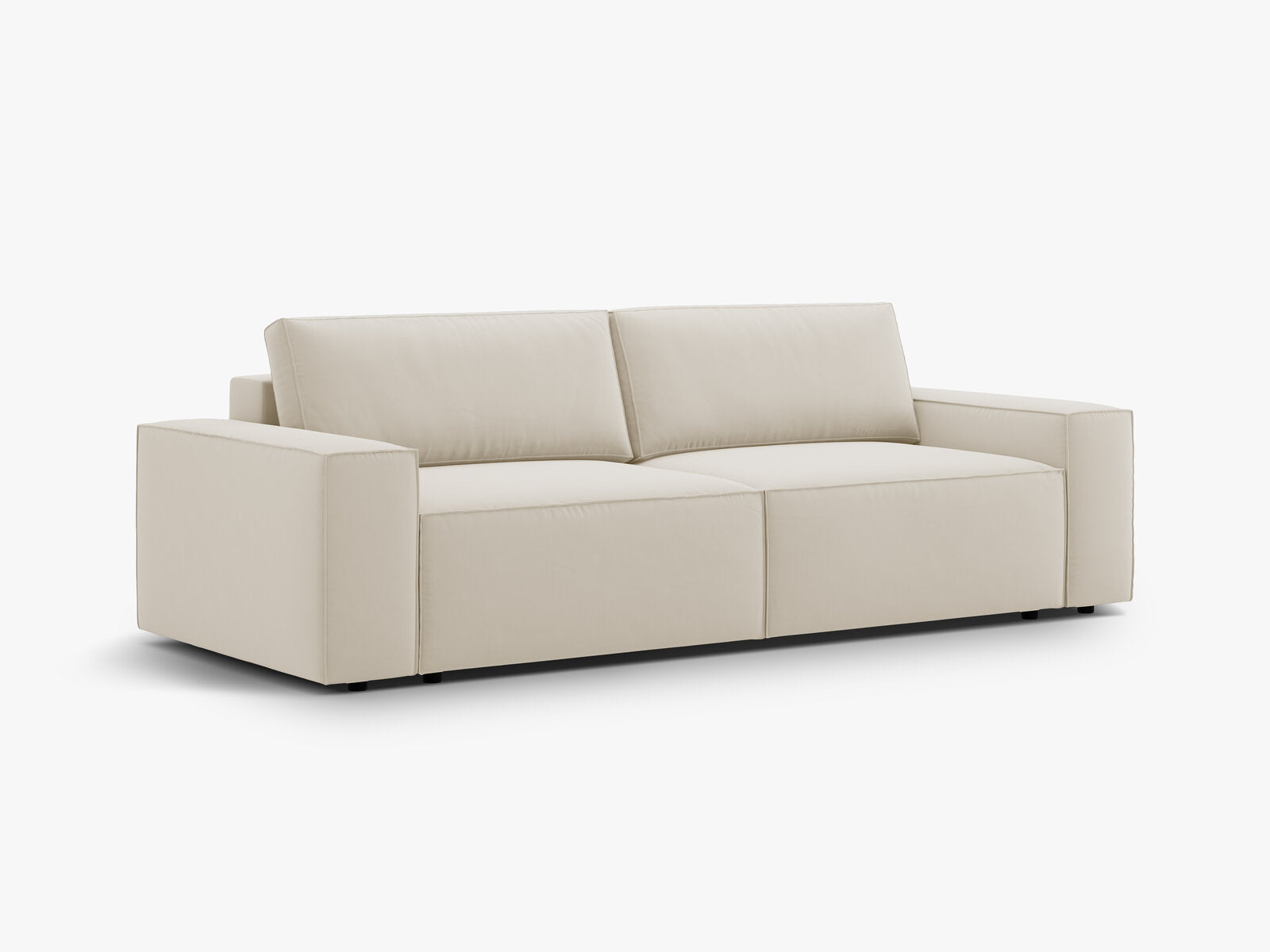 Micadoni Schlafsofa Jodie 3-Sitzer Samt Dunkelbeige