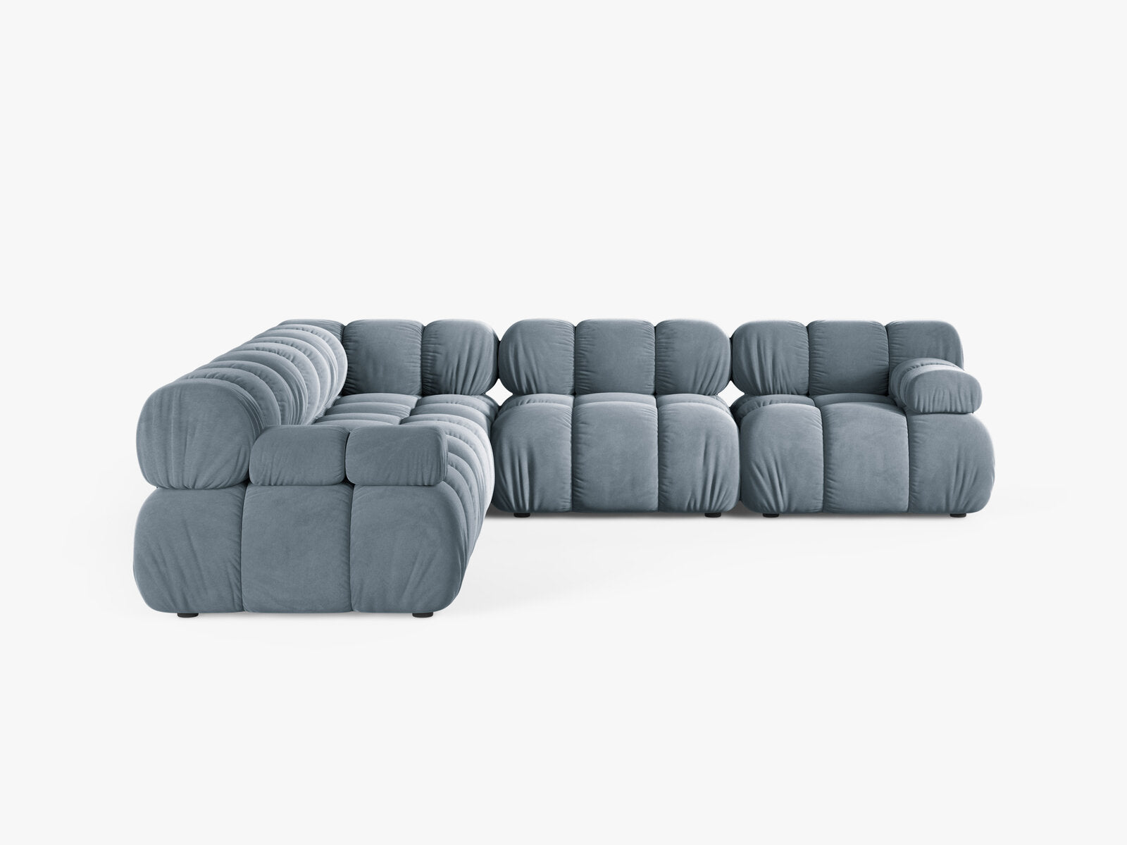 Micadoni Symmetrisches Ecksofa Bellis 5-Sitzer Samt Bluvel Hellblau