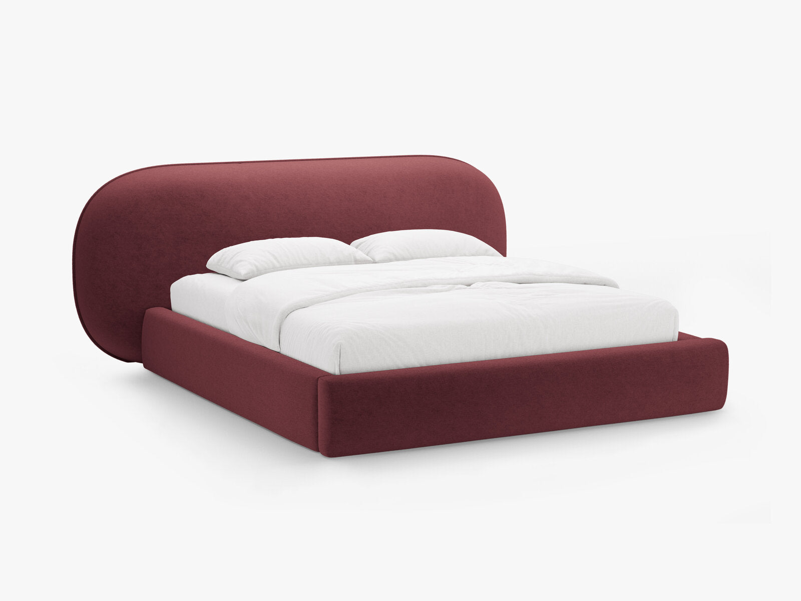Micadoni Stauraumbett mit Kopfteil Ovalo Chenille Perfect Harmony Kirschholz 160x200