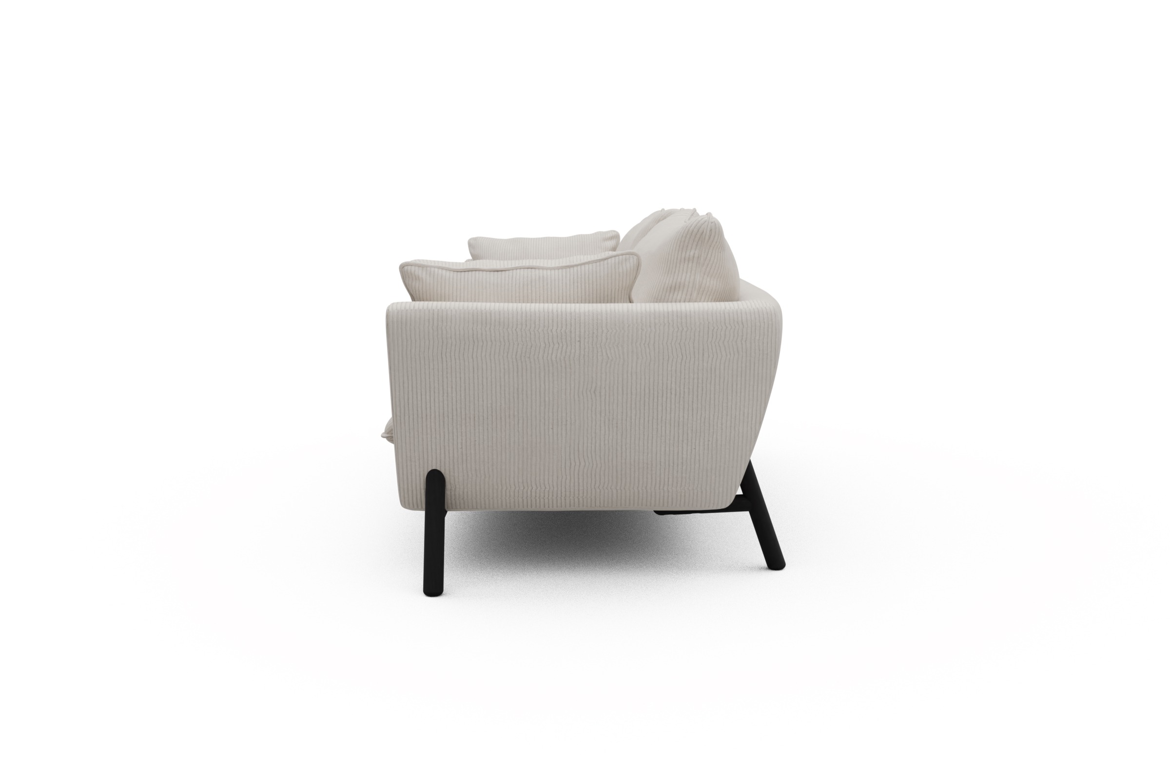 Sofa Emil PREMIUM 3-Sitzer Beinfarbe Eiche Schwarz Corduroy-Ivory