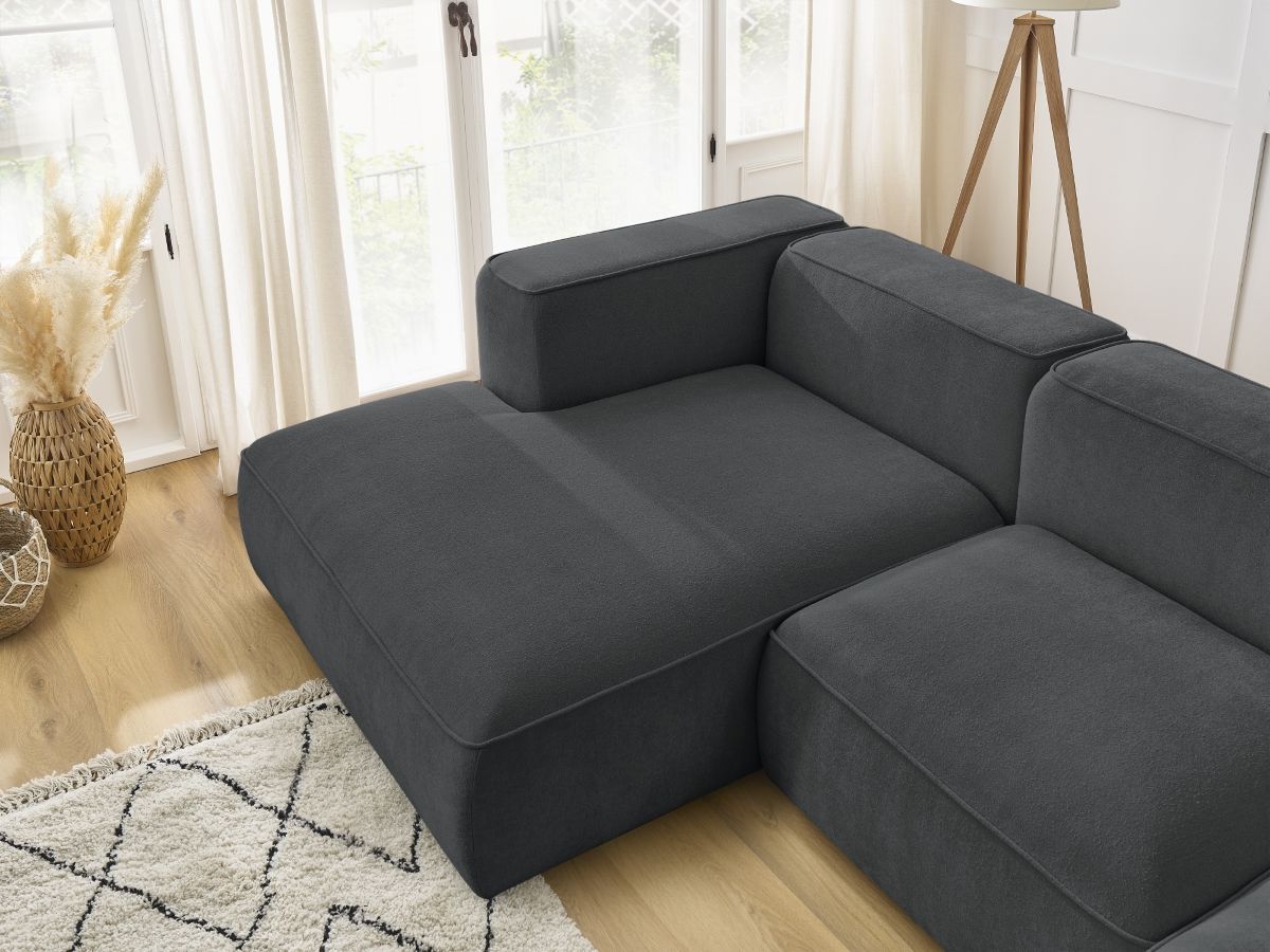 Bobochic Zephyr Ecksofa 349 × 165 cm Strukturstoff Dunkelgrau Ecke links