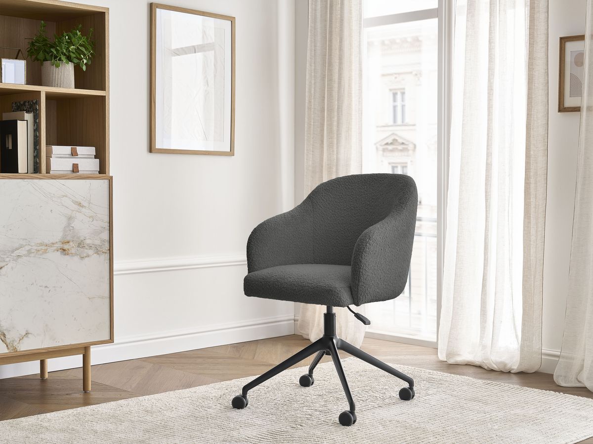 Bobochic Sophie Bürostuhl Bouclé-Stoff Dunkelgrau