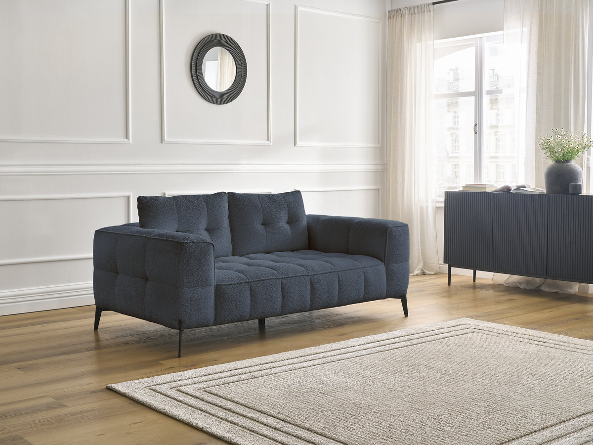 Bobochic Anis Sofa 2-Sitzer Bouclé-Stoff Dunkelblau