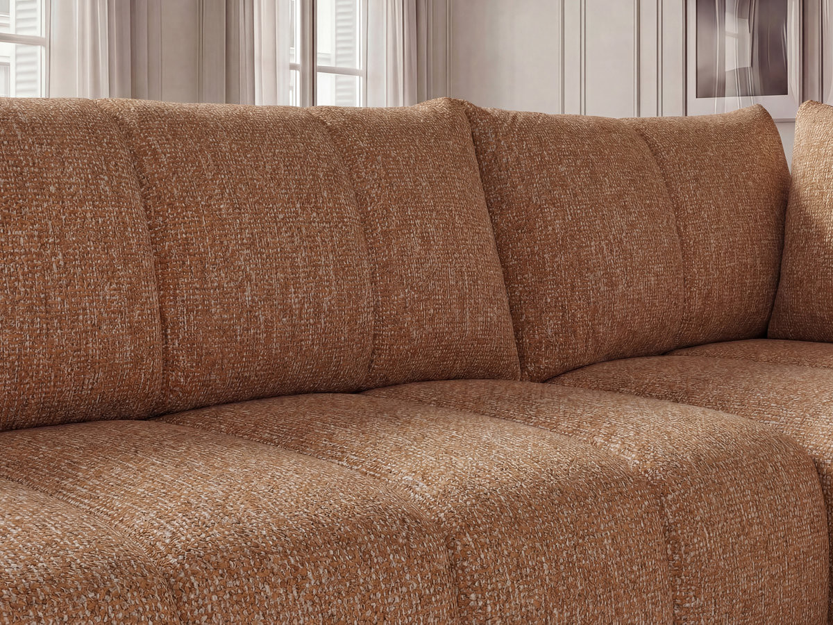 Bobochic Nesty Ecksofa in L-Form, 256 cm, mit Pouf Melange-Stoff Orange Ecke rechts