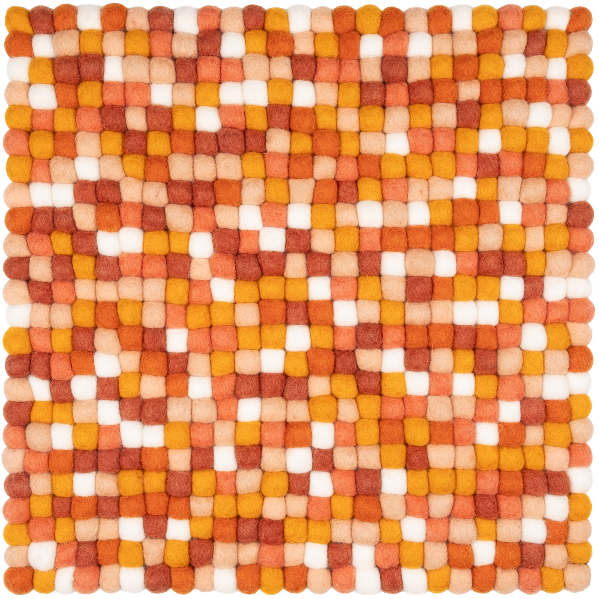 myfelt Juna Filzkugel-Sitzauflage Rot-Orange-Weiß 36 x 36 cm