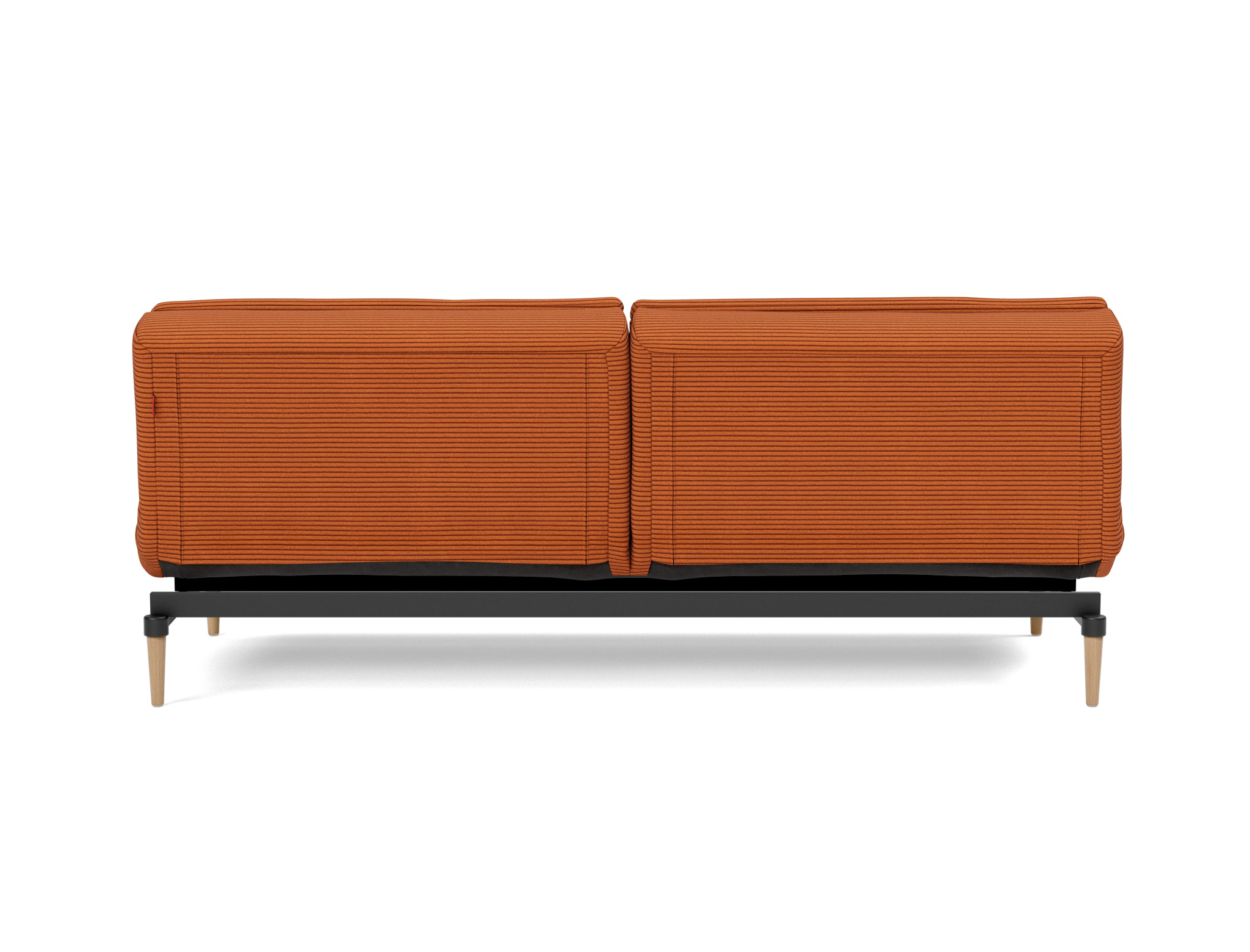 Schlafsofa Dublexo Kord Corduroy 595-Burnt-Orange Beine Styletto Eiche hell