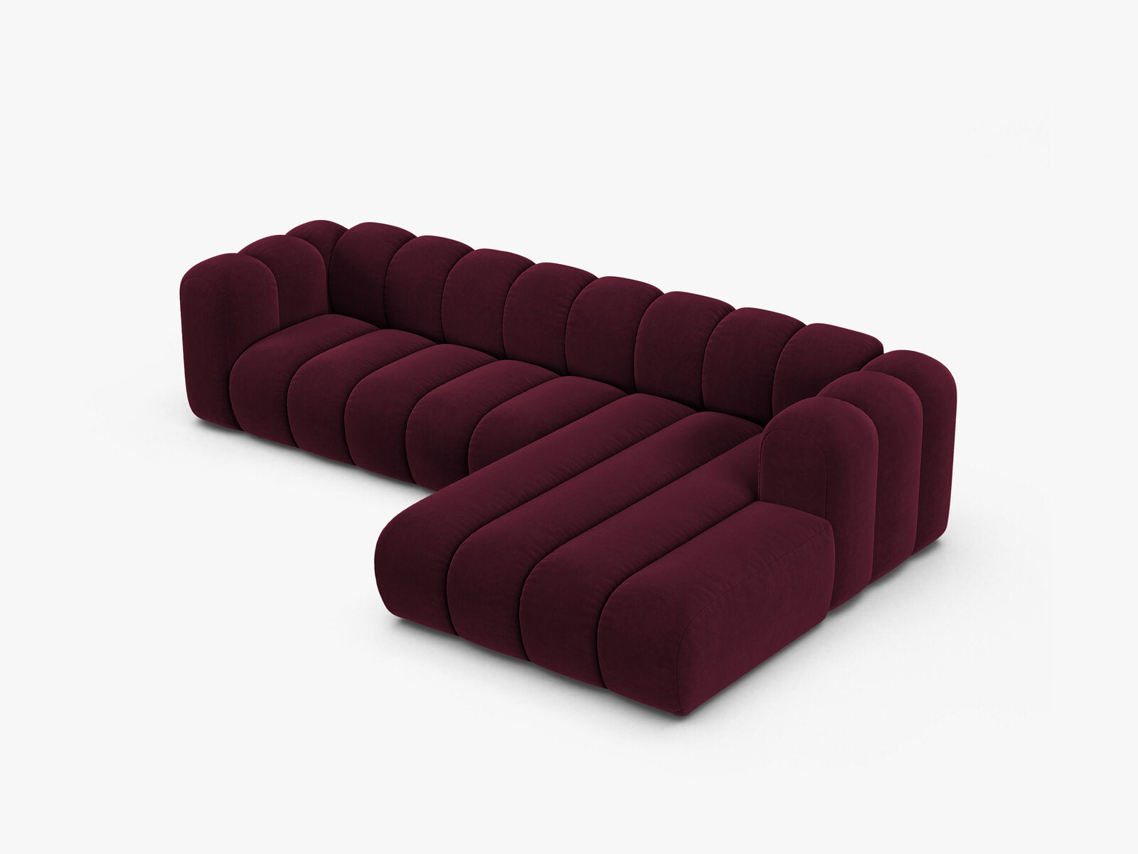 Micadoni Modulares Ecksofa Lupine 4-Sitzer Samt Venus Burgunder Rechts