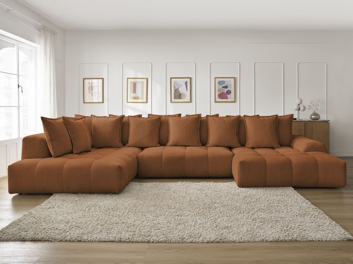 Bobochic Everest Wohnlandschaft, 14 Kissen Melange-Stoff Orange Ecke rechts