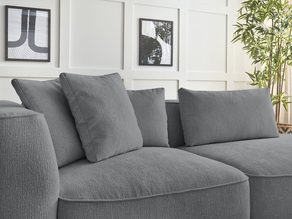 Bobochic Leopold Sofa 3-Sitzer Strukturstoff Dunkelgrau Armlehne links