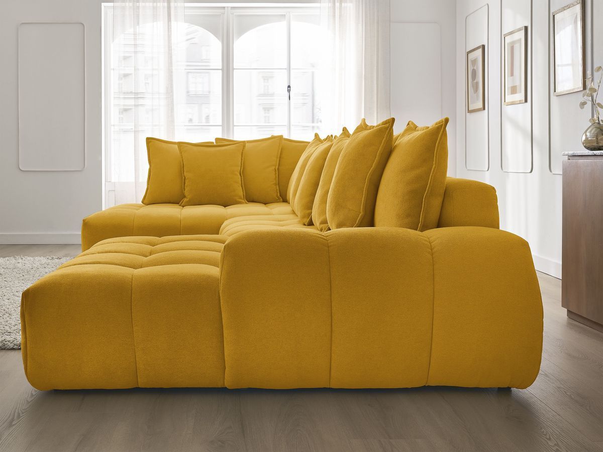 Bobochic Everest Wohnlandschaft, 14 Kissen Strukturstoff Gelb Ecke rechts