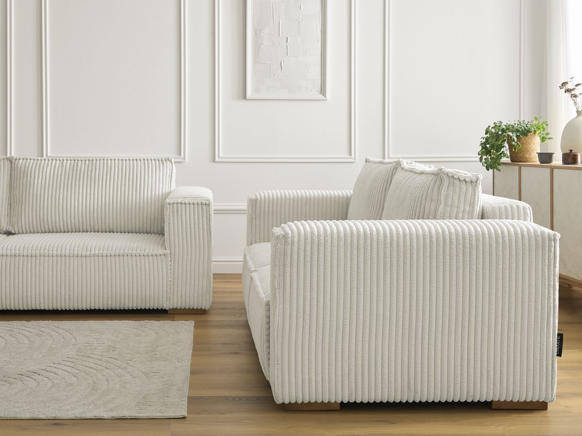 Bobochic Chelsea Sofa 5-Sitzer Breitcord weich Beige