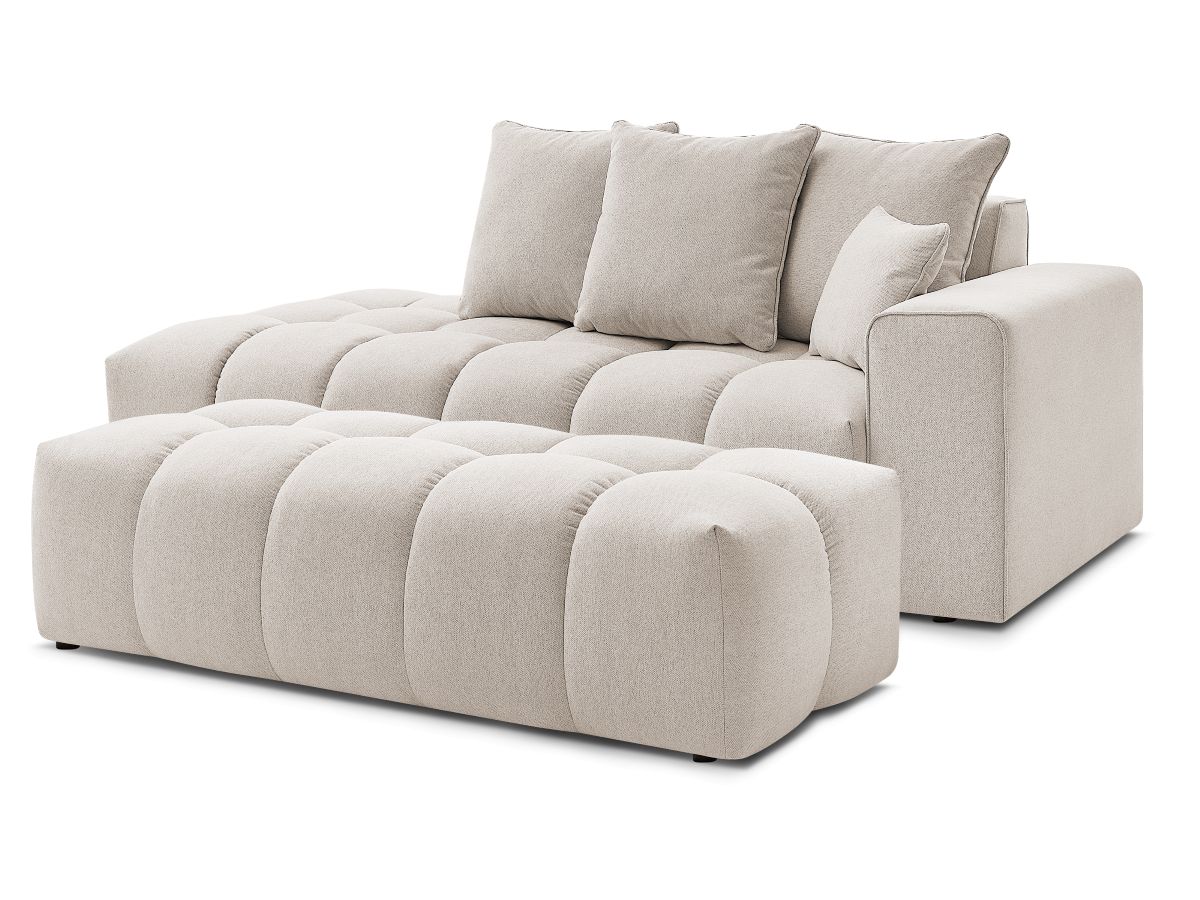 Bobochic Mont-blanc Sofa 5-Sitzer mit Pouf Melange-Stoff Beige Armlehne rechts