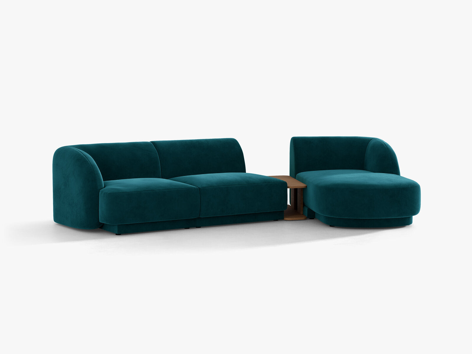 Micadoni Modulares Sofa Miley mit Recamiere 3-Sitzer Rechts Samt Venus Dunkel Petrol