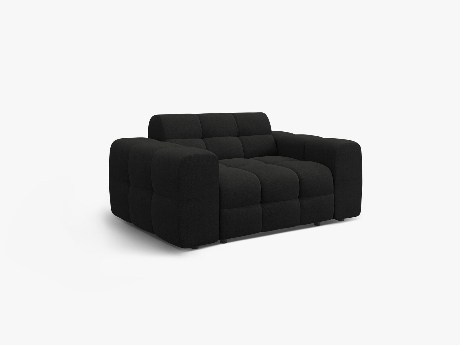 Micadoni Sofa Kendal 2-Sitzer Strukturierter Stoff Schwarz