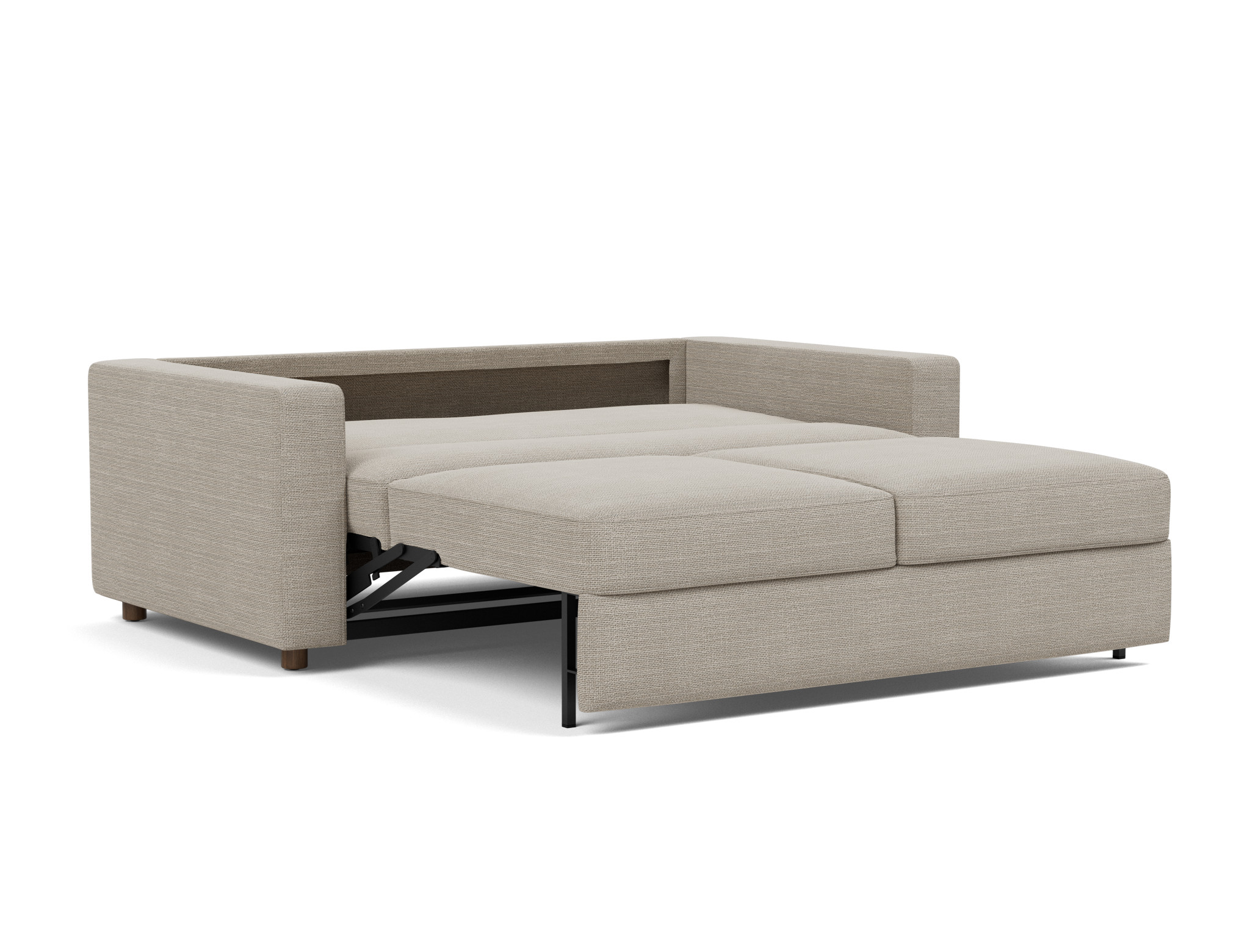 Schlafsofa Neah mit Standard-Armlehnen 160 Strukturierter Stoff Kenya 579-Gravel