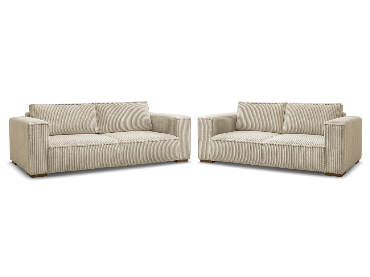 Bobochic Chelsea Sofa 5-Sitzer Breitcord weich Taupe