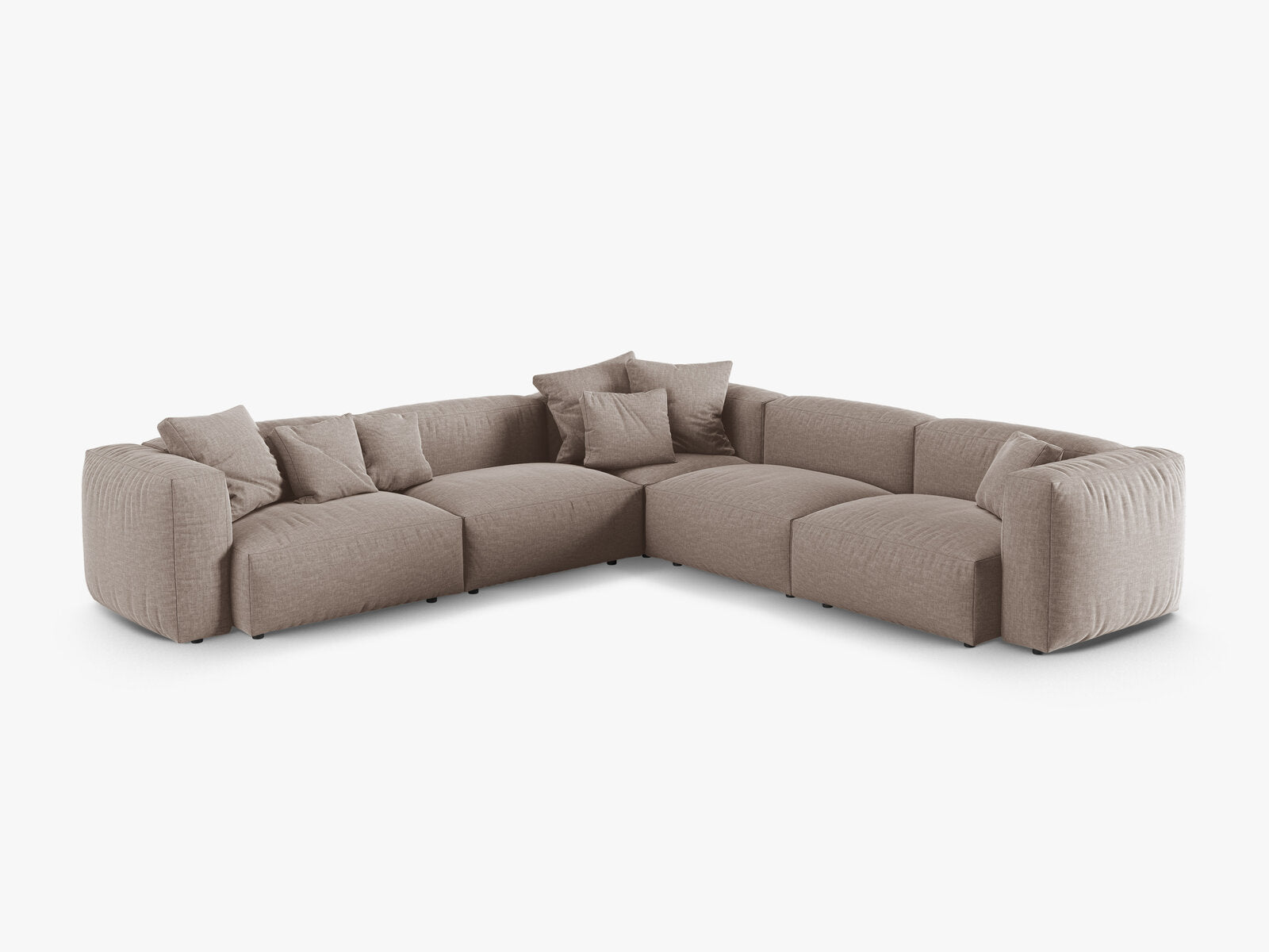 Micadoni modulares symmetrisches Ecksofa XL Martina 5-Sitzer 90cm Sitztiefe Strukturierter Stoff Boston Dunkelbeige