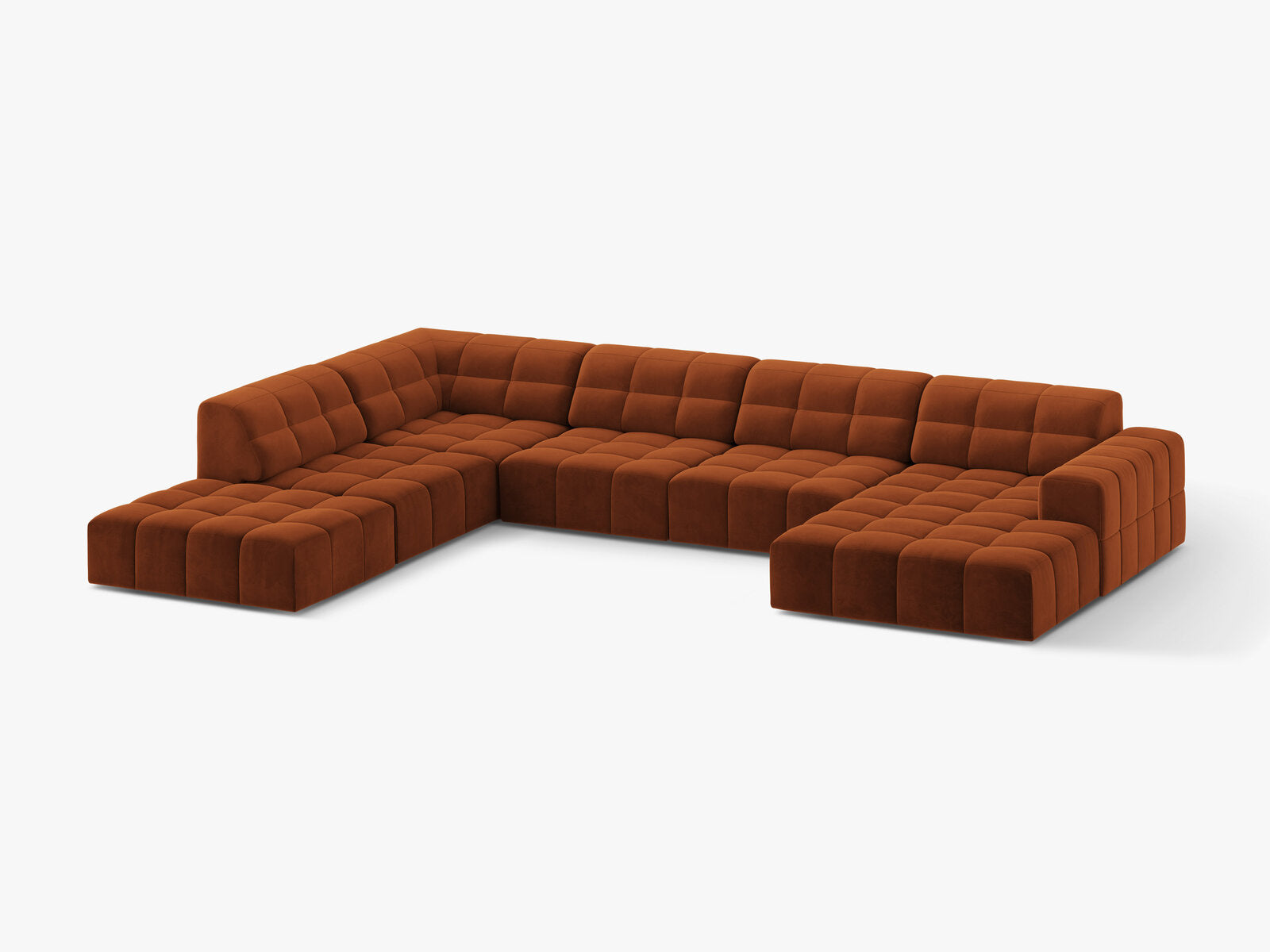 Micadoni Panorama Ecksofa Jennifer 7-Sitzer Links Samt Bluvel Terrakotta