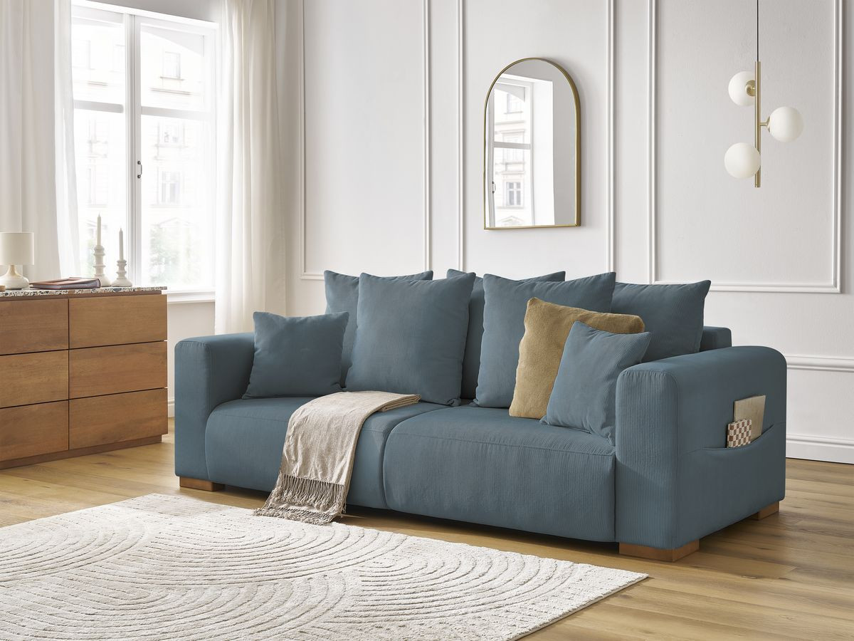 Bobochic Sidonie Sofa 3-Sitzer Cordsamt Blau
