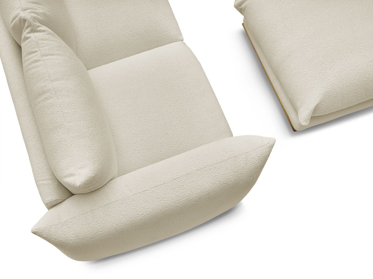 Bobochic Ernest Sofa 3-Sitzer mit Pouf 193 × 106 cm Bouclé-Stoff Beige