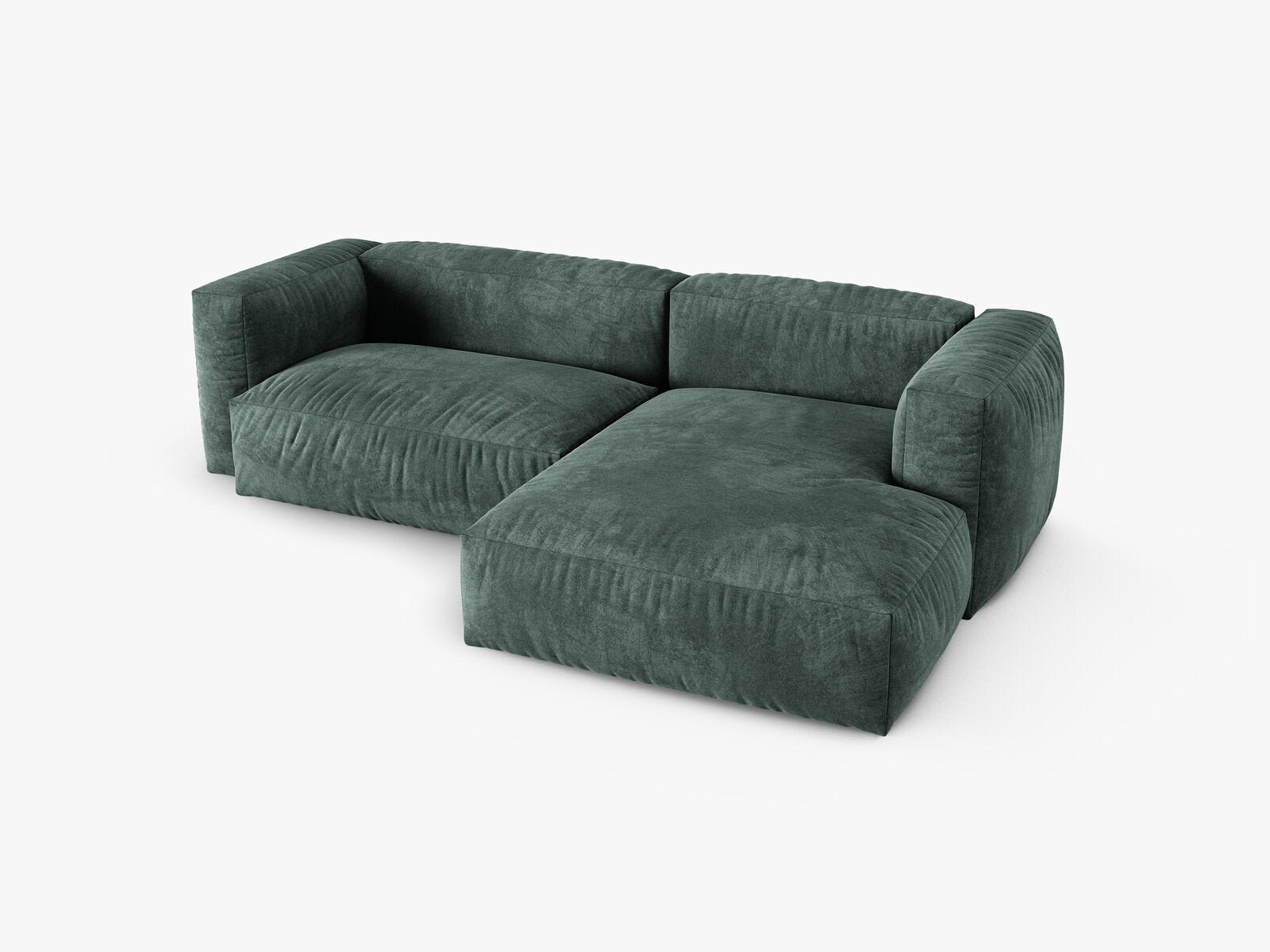 Micadoni Ecksofa Martina 2-Sitzer 90cm Sitztiefe Rechts Samt Vogue Petrol