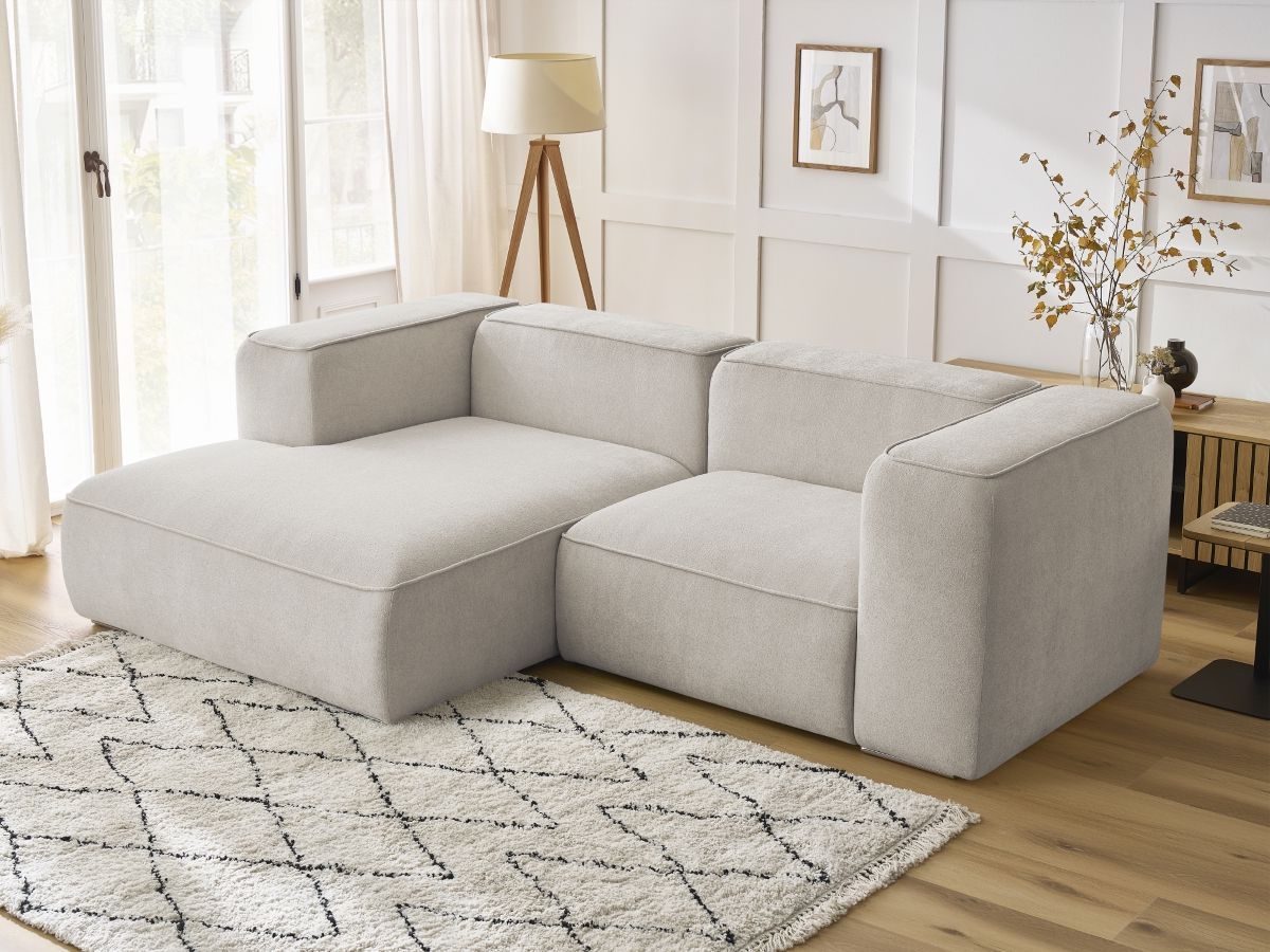 Bobochic Zephyr Ecksofa 260 × 165 cm Strukturstoff Beige Ecke links