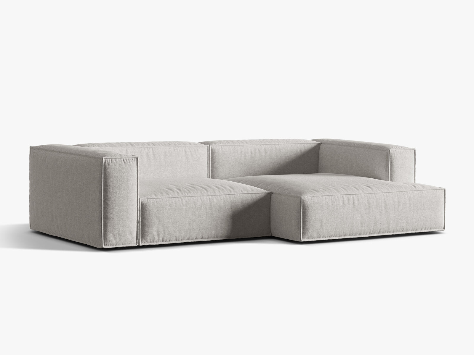 Micadoni Ecksofa Nuria 4-Sitzer Rechts Strukturierter Stoff Hellgrau