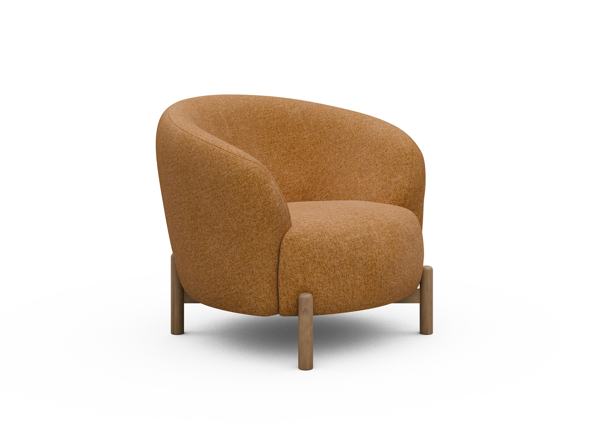 Sessel Ronda Holzbeine Eiche Natur Strukturierter Stoff Casone 497-Warm-Yellow