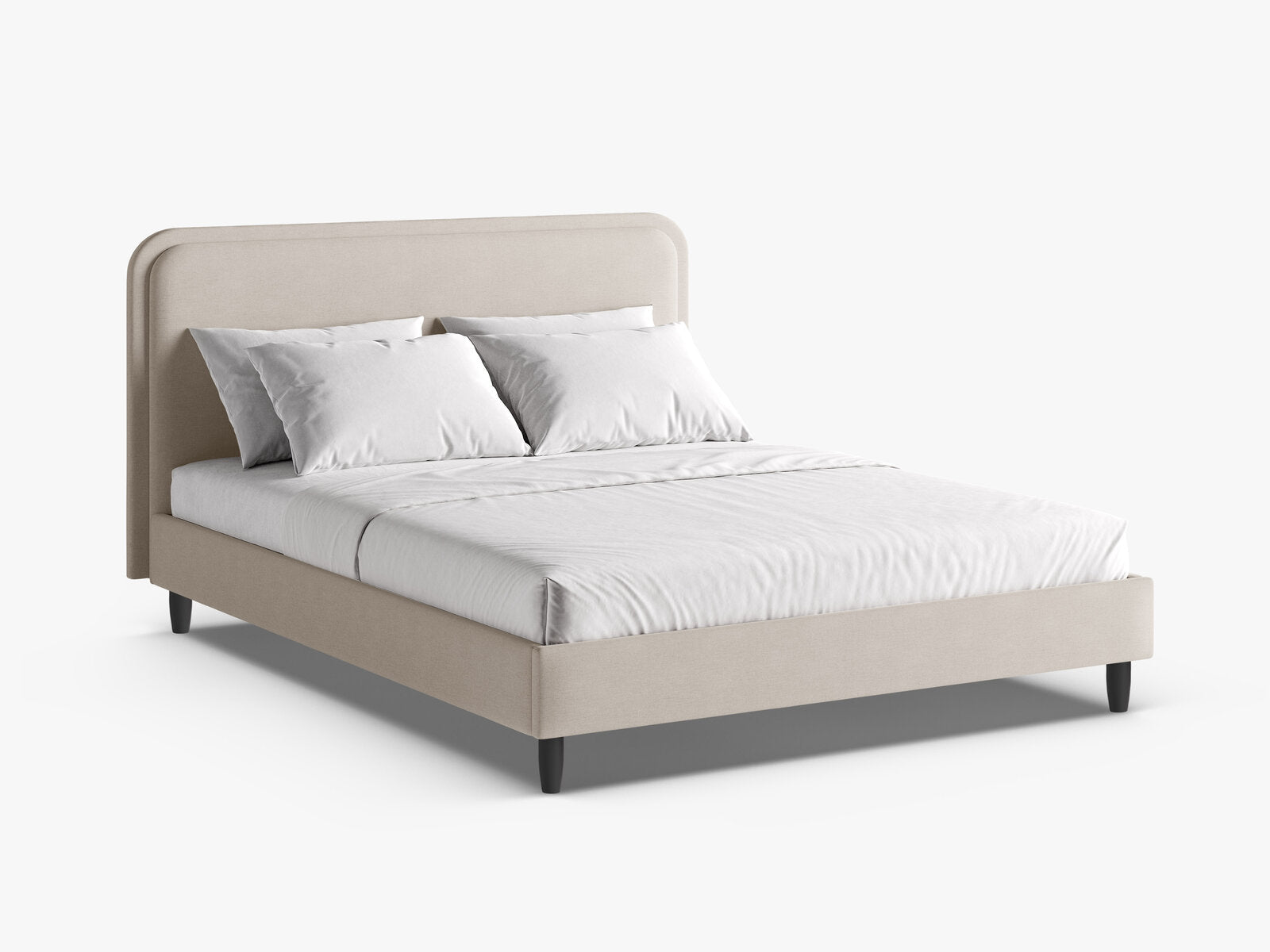 Micadoni Stauraumbett mit Kopfteil Aveline Strukturierter Stoff Wind Helles Beige 200x200